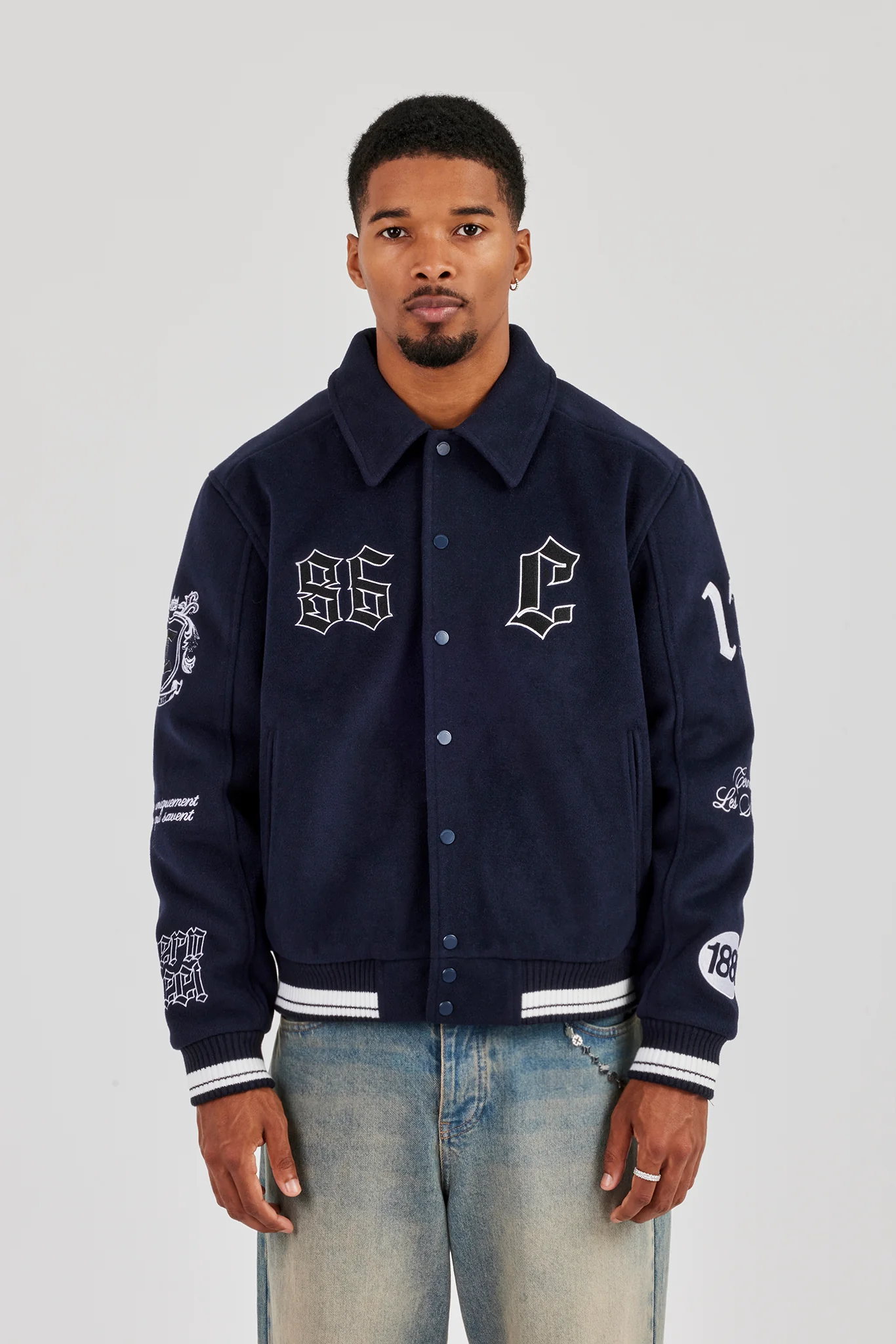 Varsity Badge Harrington Bomber - Navy - Image 2