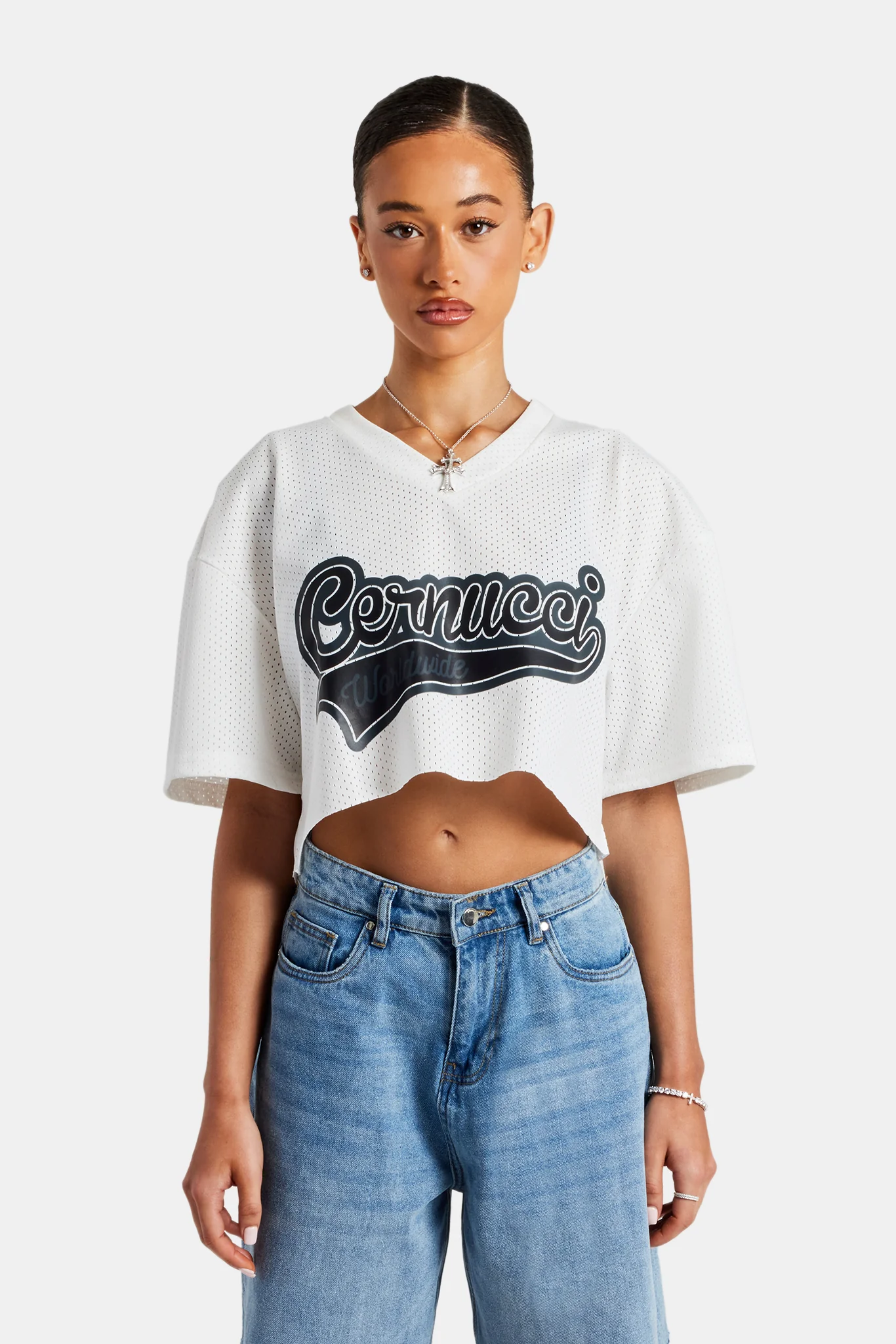 Varsity Mesh Cropped T-Shirt - Image 2