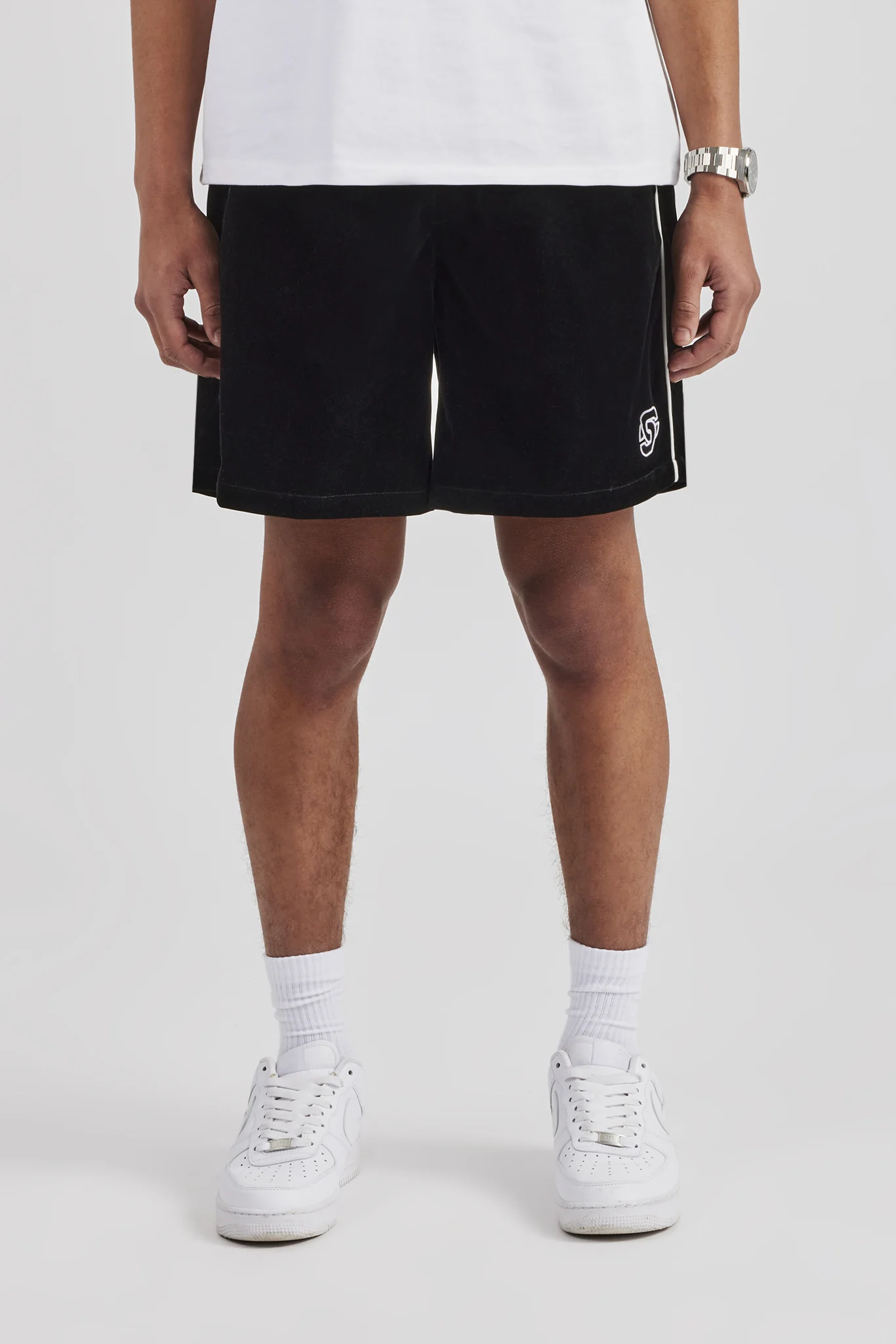 Velour Piping Track Short - Black - Image 2