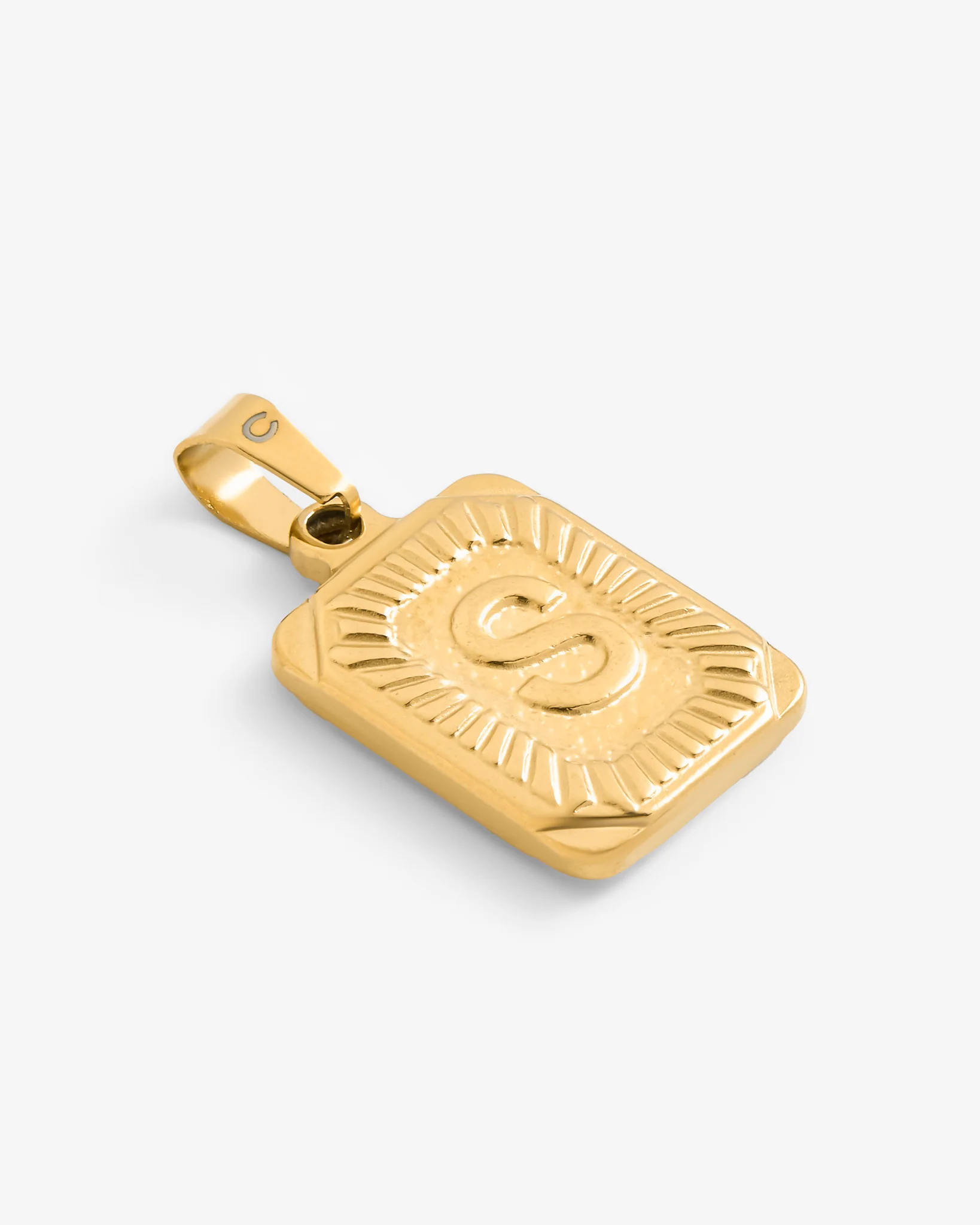Vintage Inspired Initial Rectangle Pendant S - Gold - Image 3