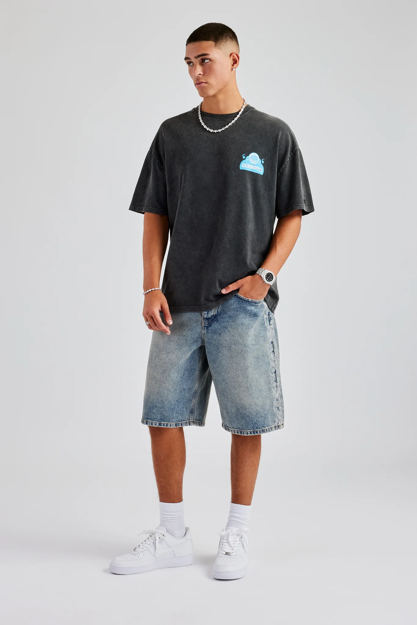 Vintage Wash Spirit Oversized T-Shirt - Charcoal - Image 2