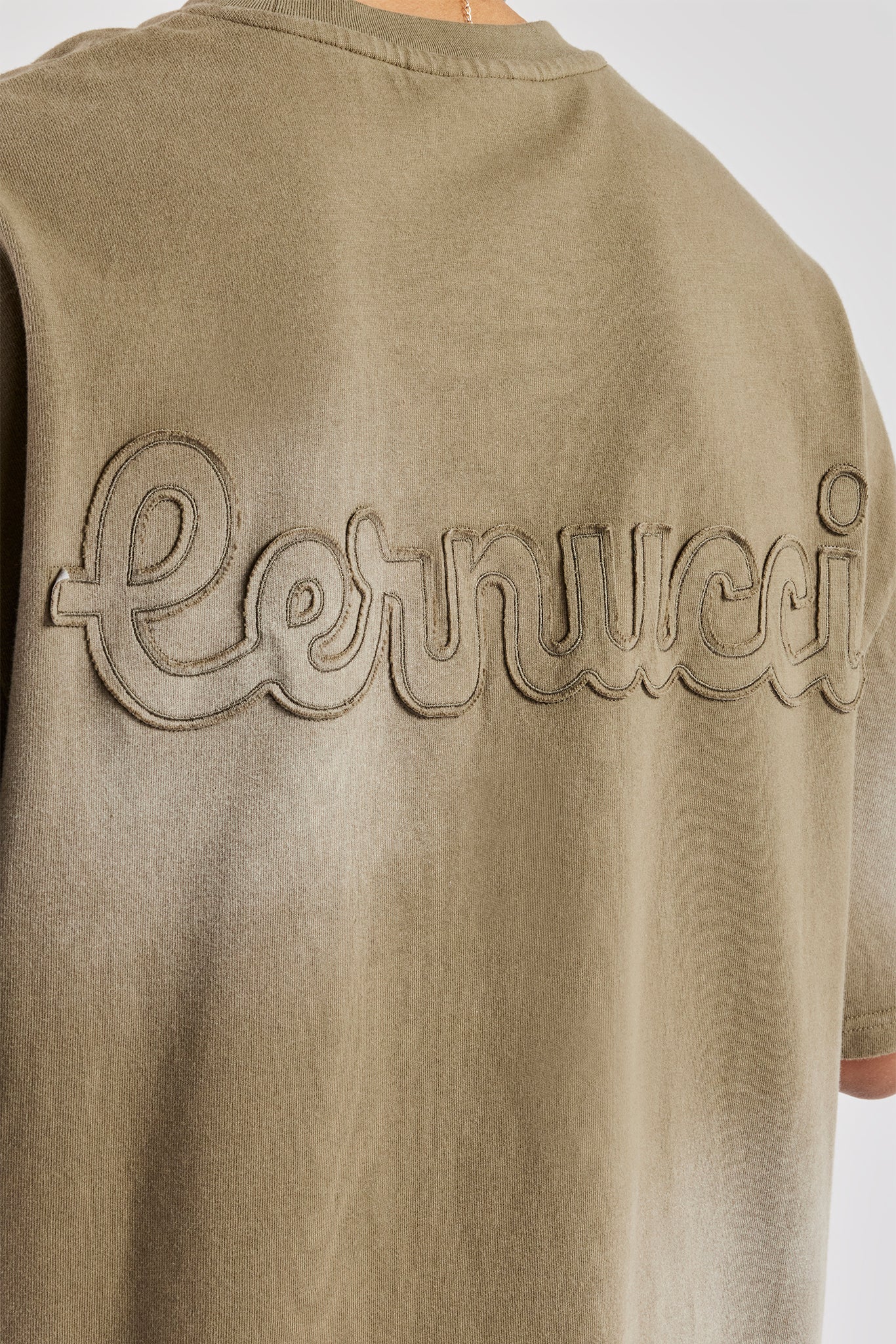 Washed Applique Boxy T-Shirt - Khaki - Image 4