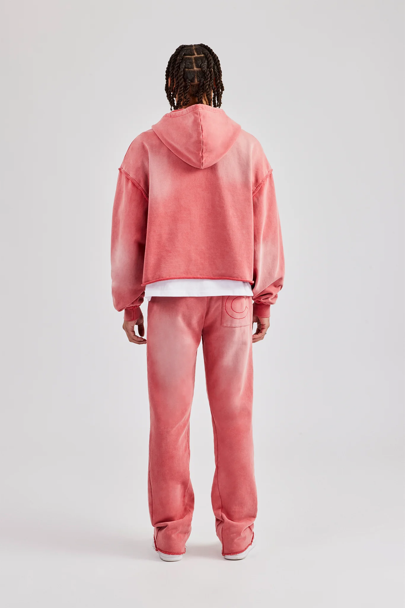 Washed Applique Zip Through Hooded Tracksuit - Washed Red - Image 3