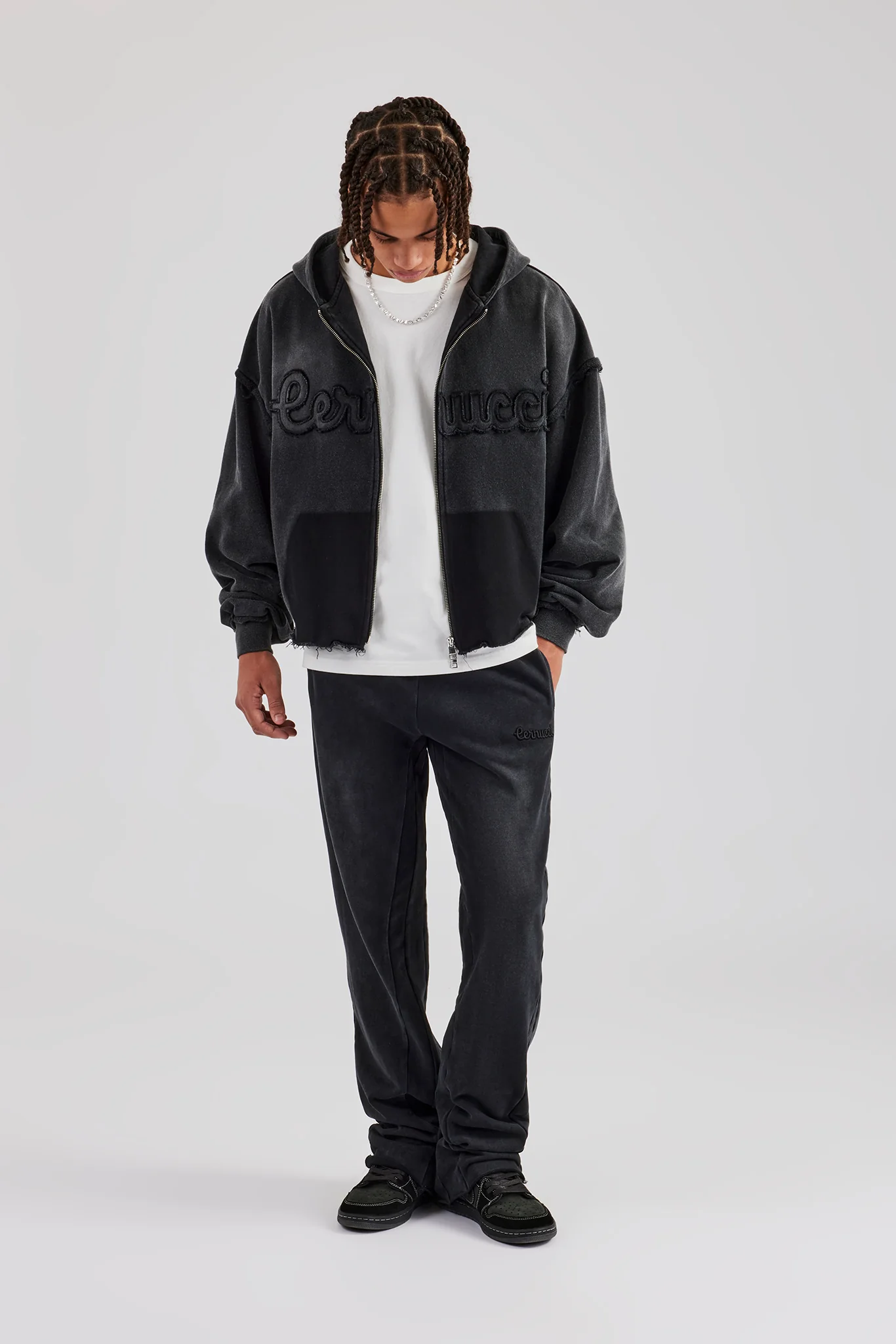 Washed Applique Zip Through Tracksuit - Acid Wash - Image 4