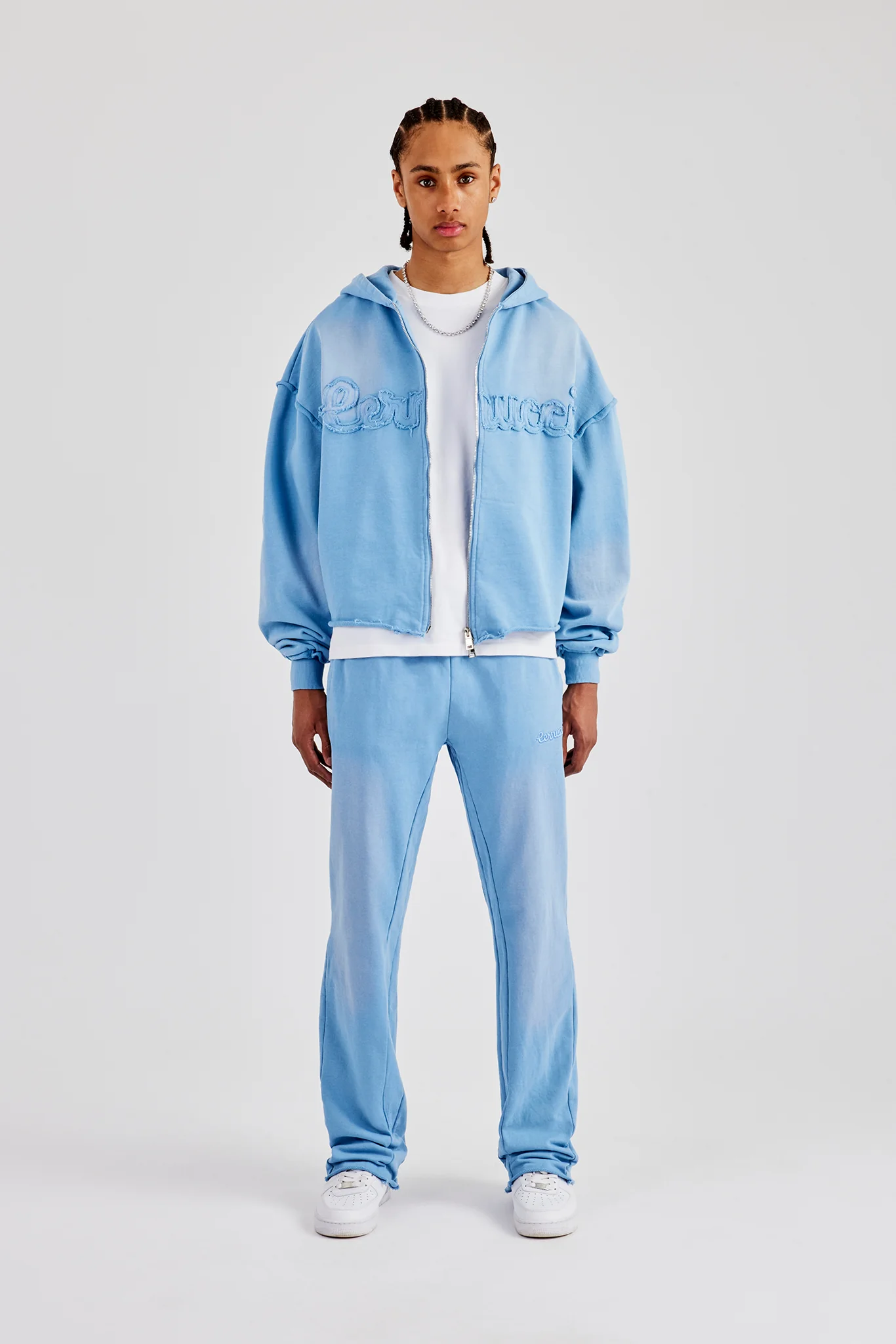 Washed Applique Zip Through Tracksuit - Blue - Image 4