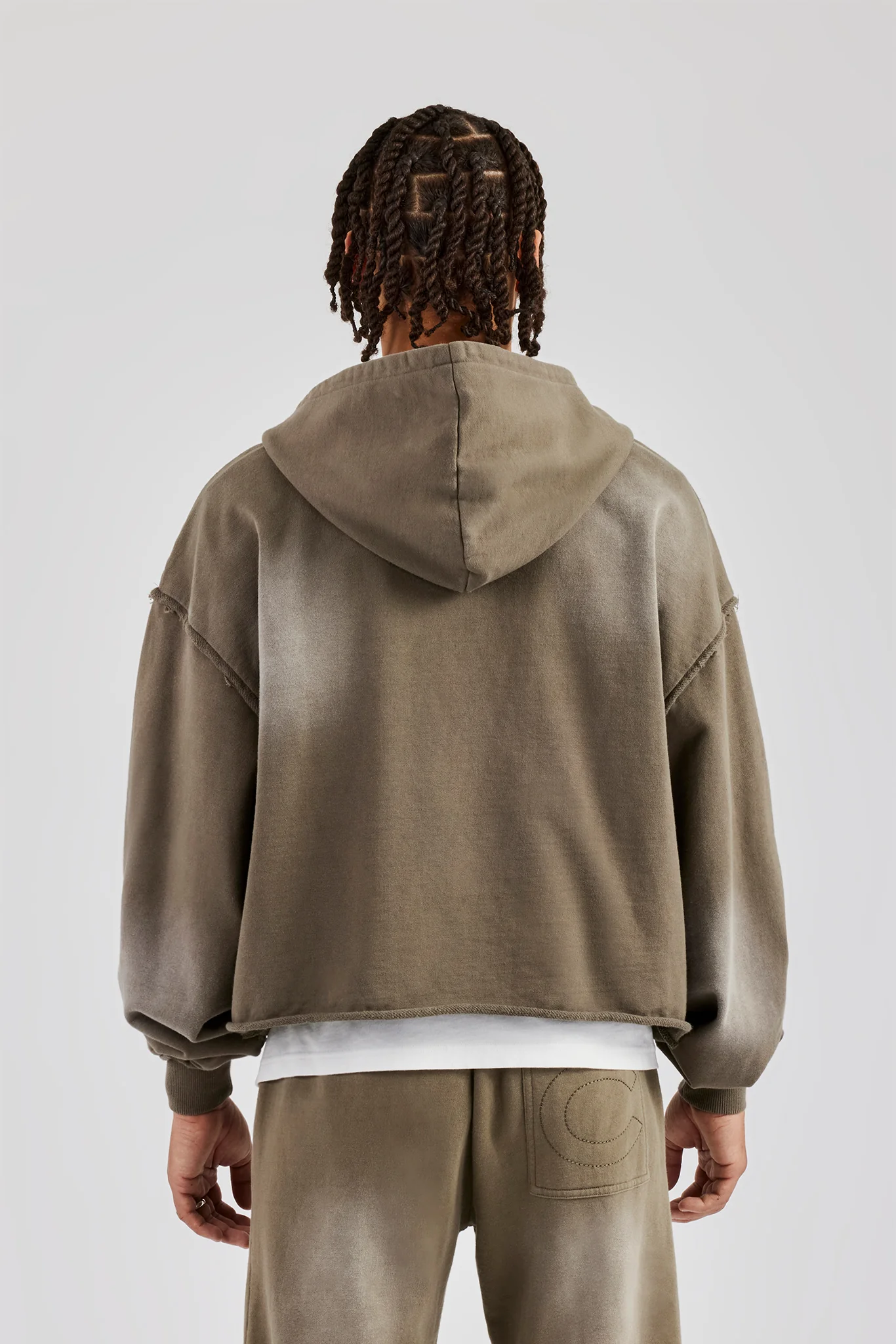 Washed Applique Zip Through Tracksuit - Khaki - Image 3