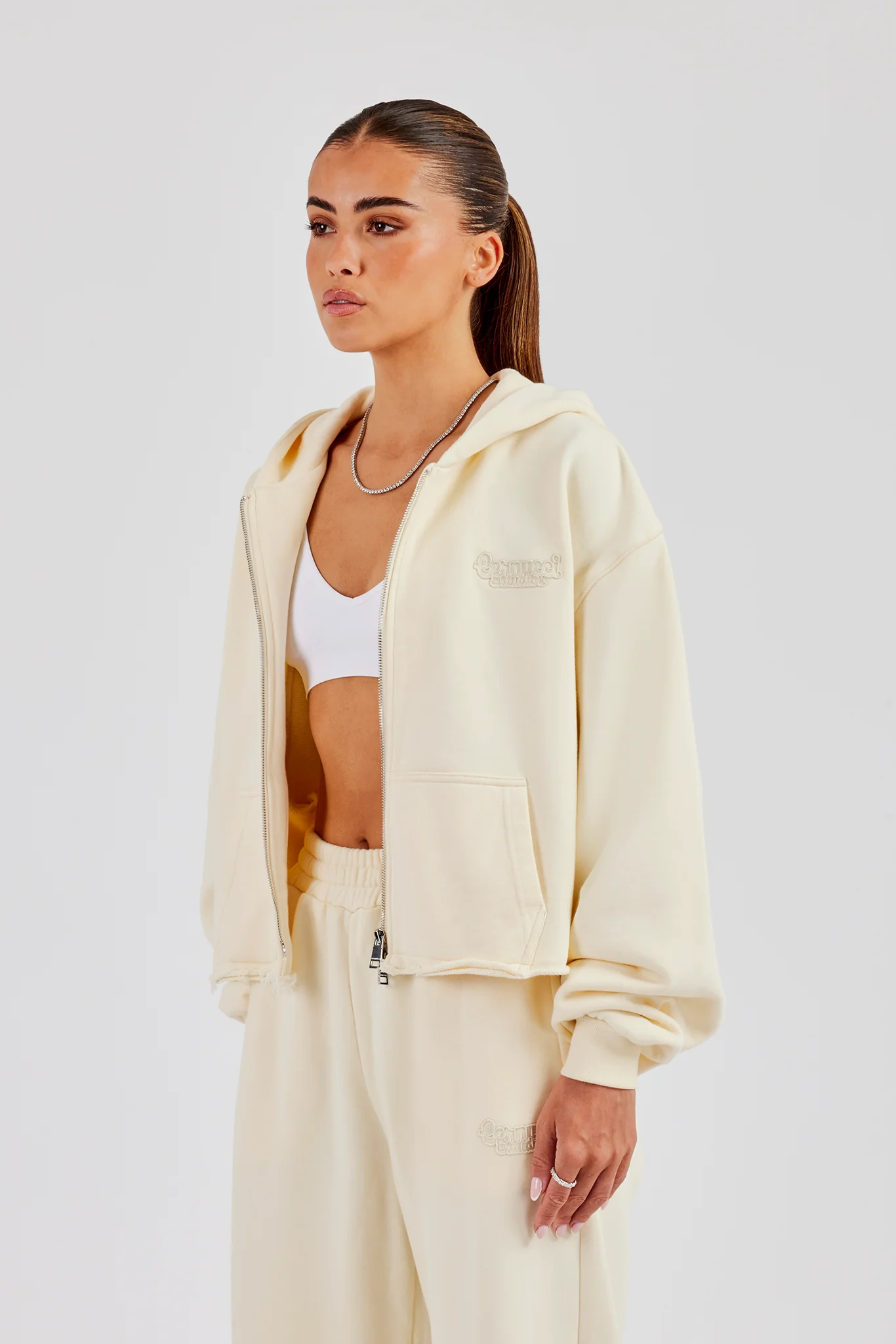 Washed Boxy Fit Zip Through Hoodie - Butter Yellow - Image 3