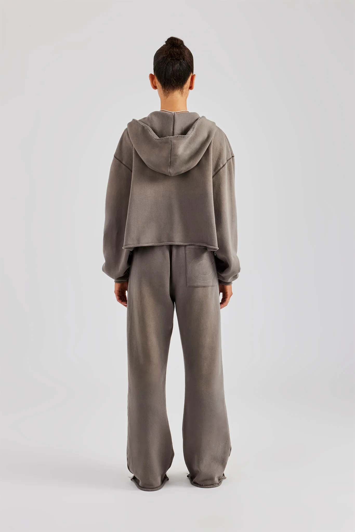 Washed Boxy Fit Zip Through Tracksuit - Grey - Image 4