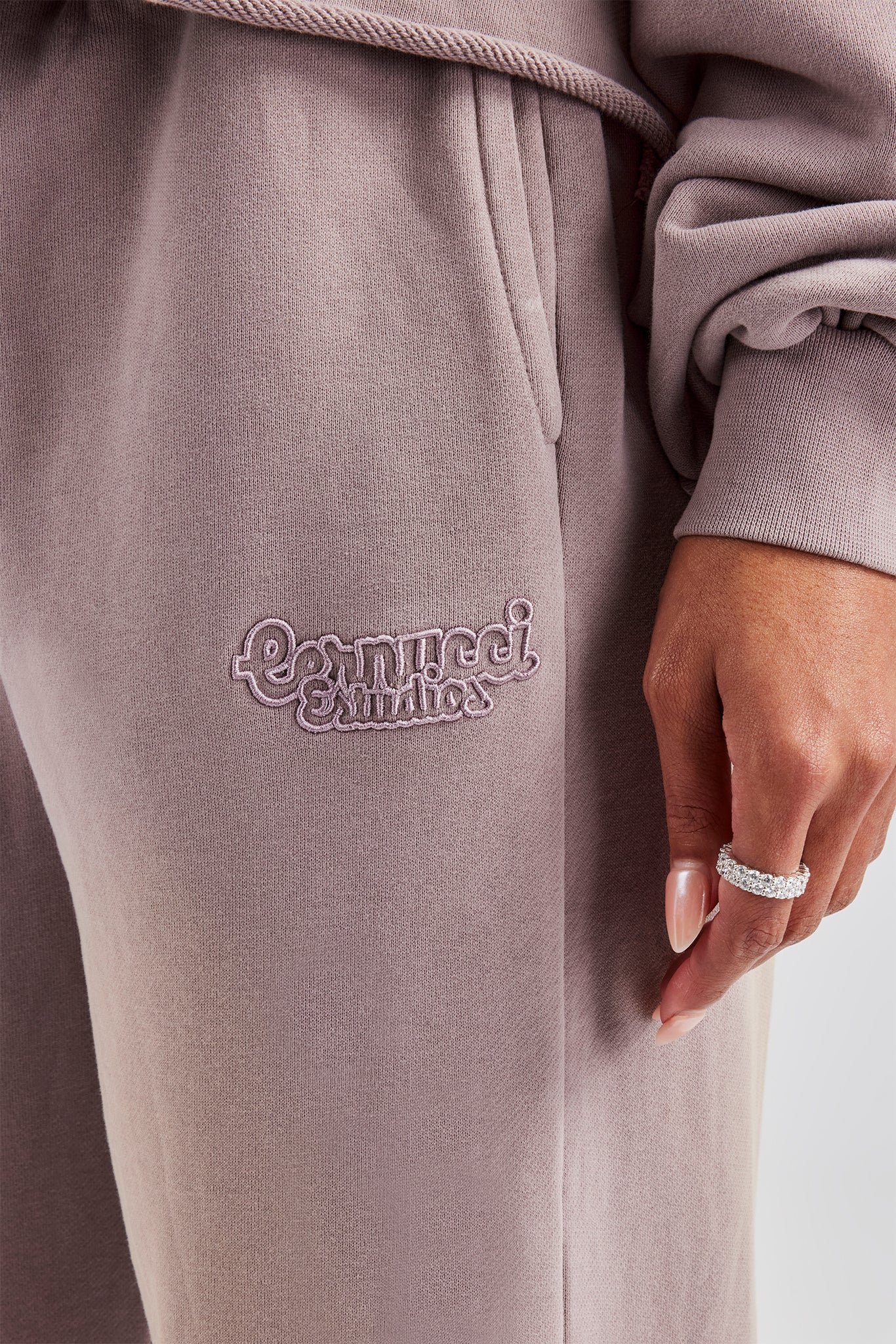 Washed Wide Leg Jogger - Mauve - Image 4