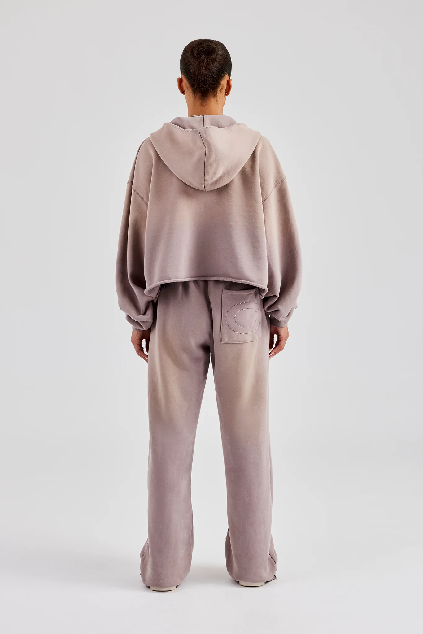Washed Boxy Fit Zip Through Tracksuit - Mauve - Image 5