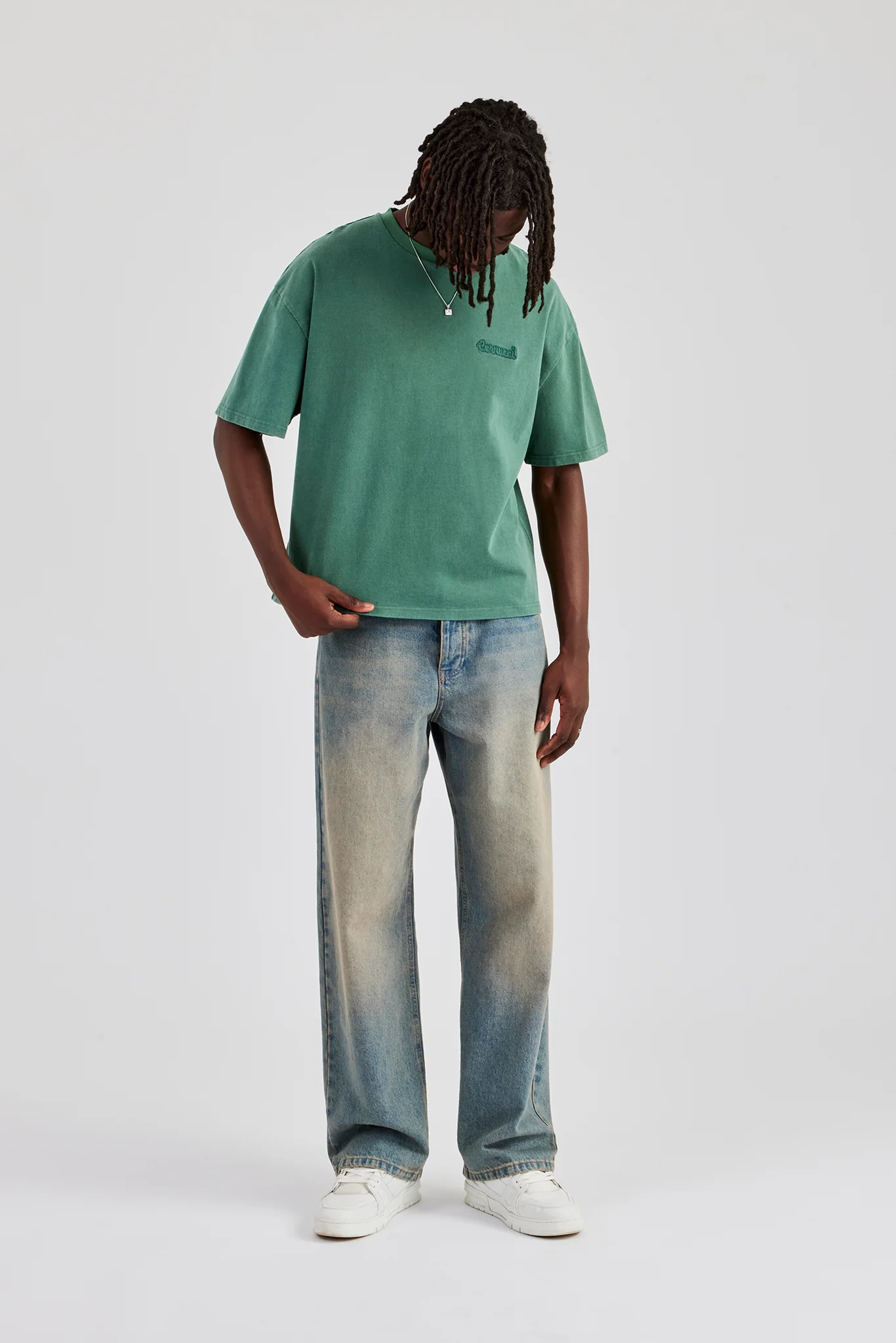 Washed Boxy T-Shirt - Green - Image 4