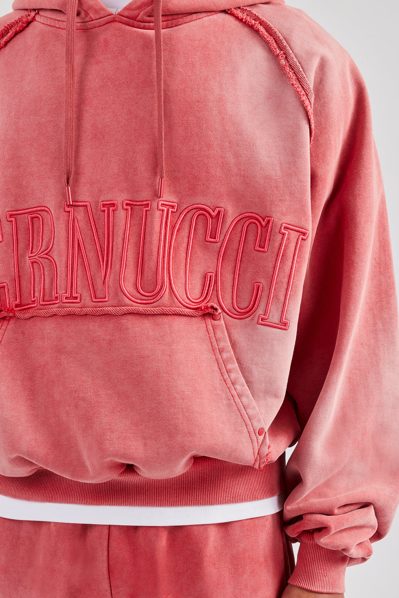 Washed Cernucci Drawcord Hoodie - Washed Red - Image 2