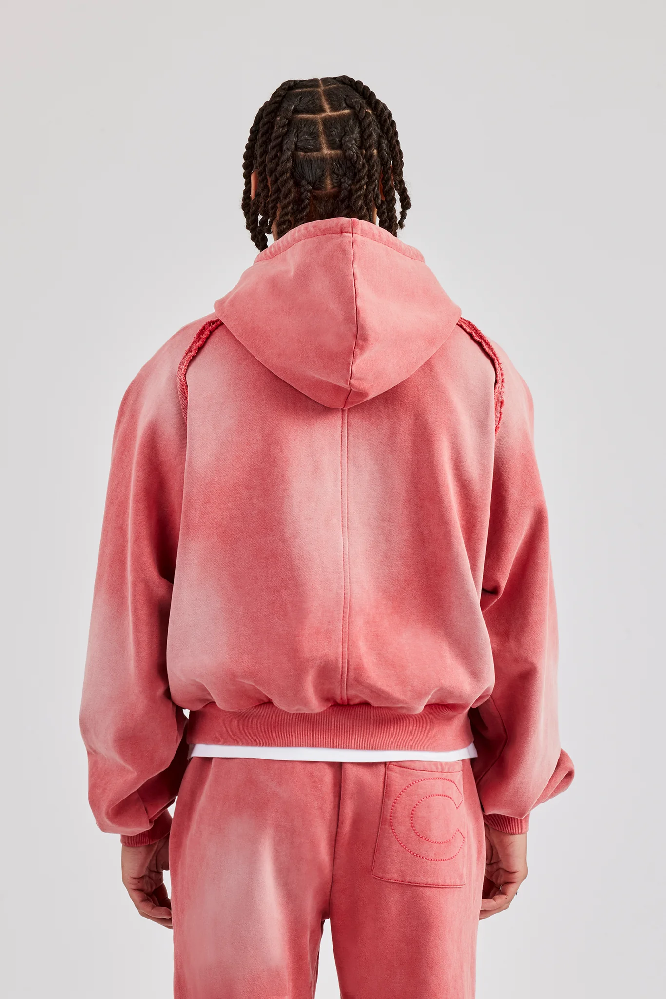 Washed Cernucci Drawcord Hoodie - Washed Red - Image 4