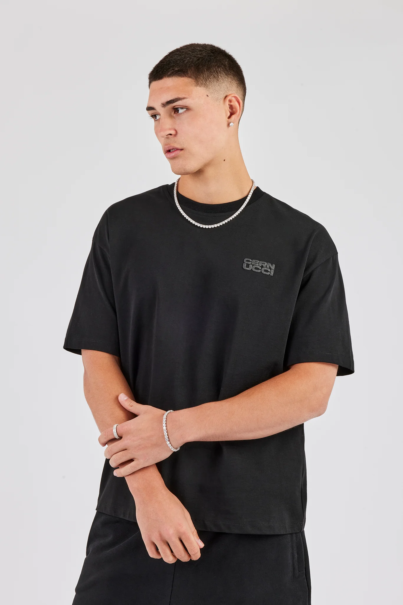 Washed Cernucci Print T-Shirt - Black - Image 4