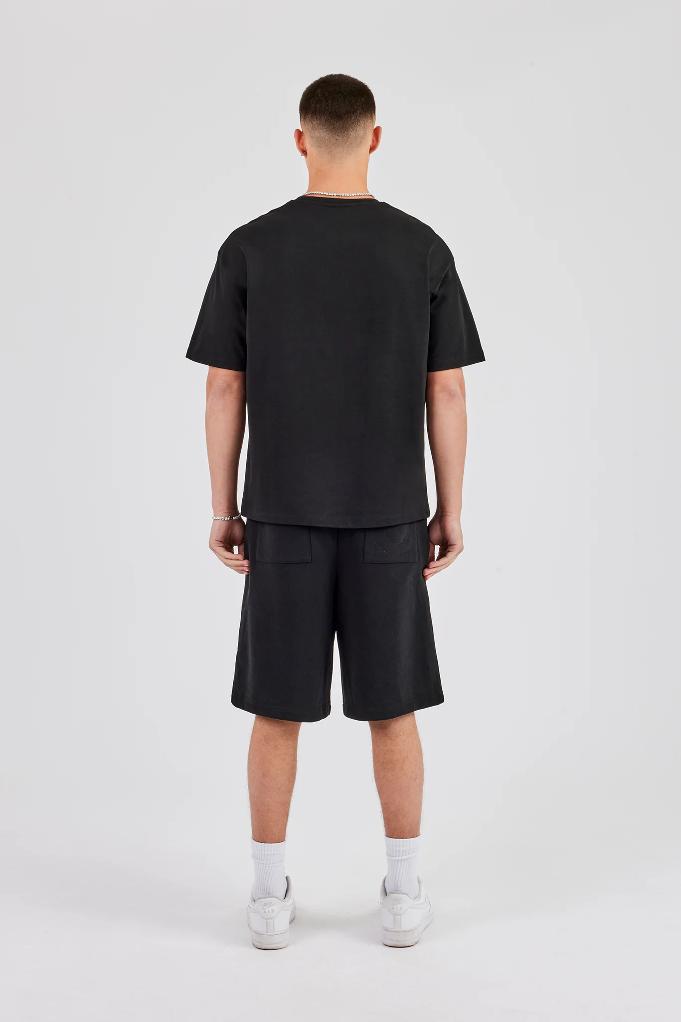 Washed Cernucci Print T-Shirt & Jersey Jort - Black - Image 3