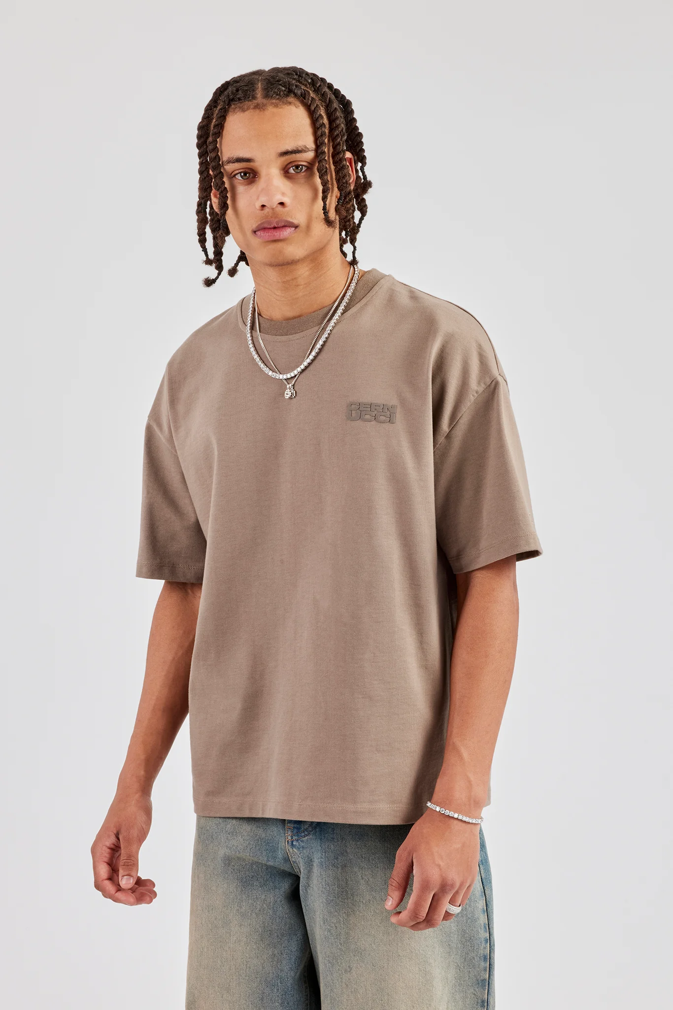Washed Cernucci Print T-Shirt - Taupe - Image 10
