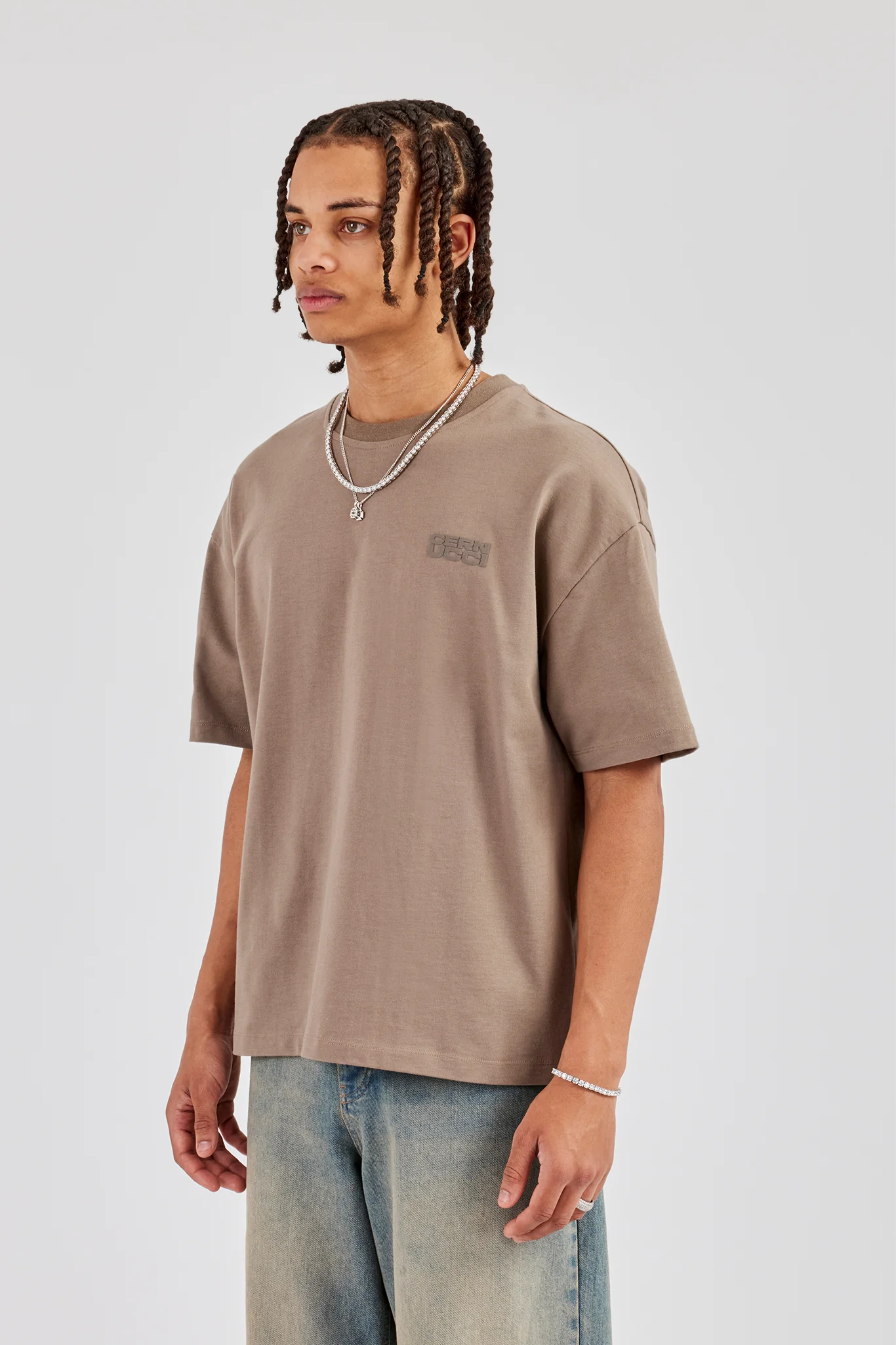 Washed Cernucci Print T-Shirt - Taupe - Image 6