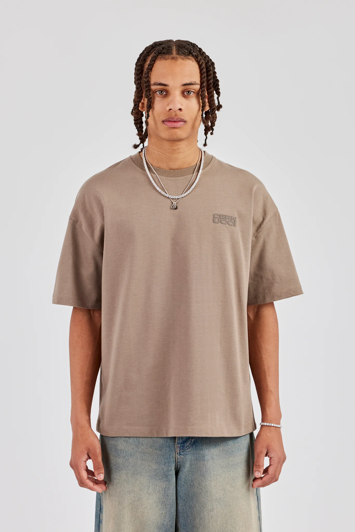 Washed Cernucci Print T-Shirt - Taupe - Image 7