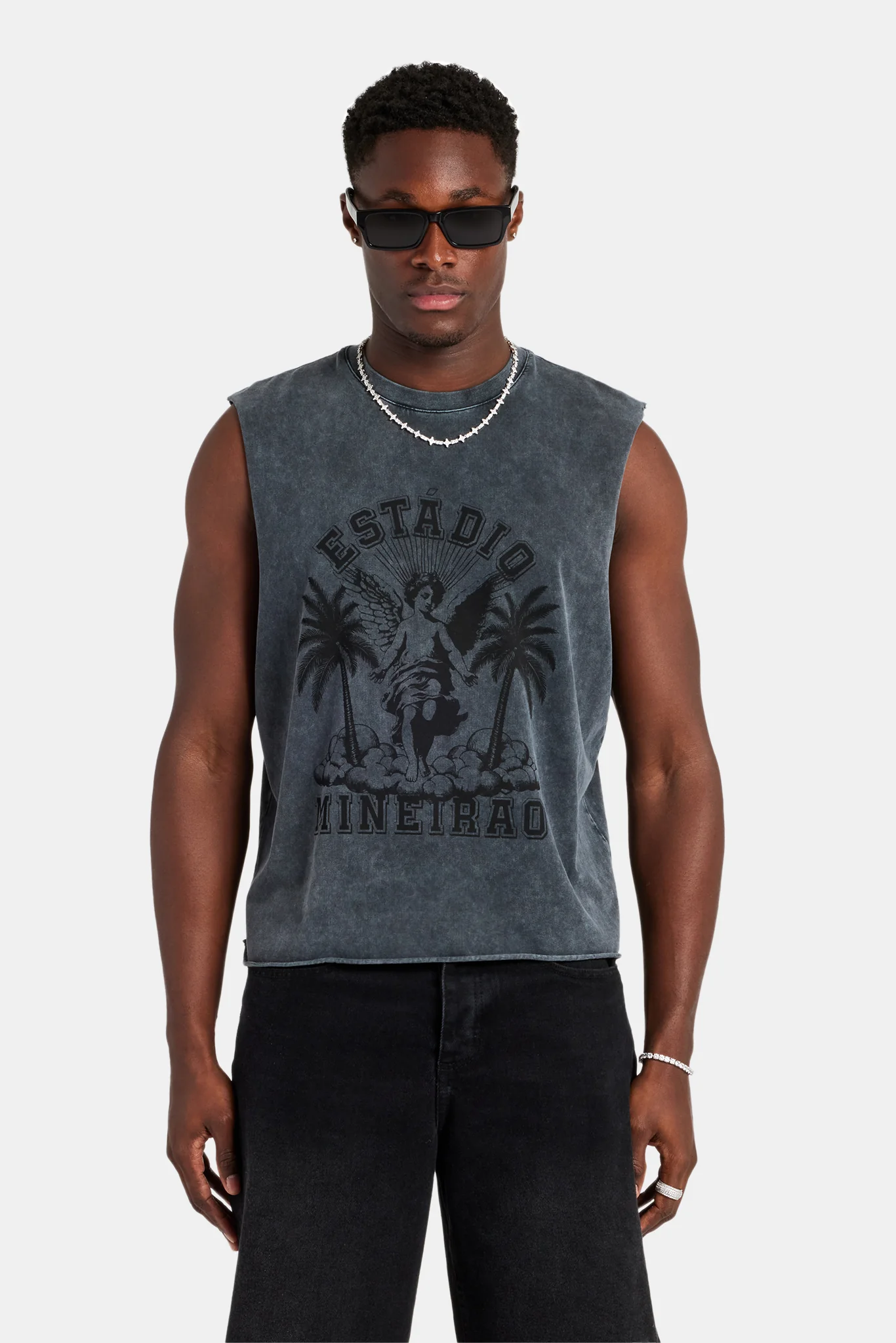 Washed Cherub Boxy Fit Tank - Washed Black - Image 3