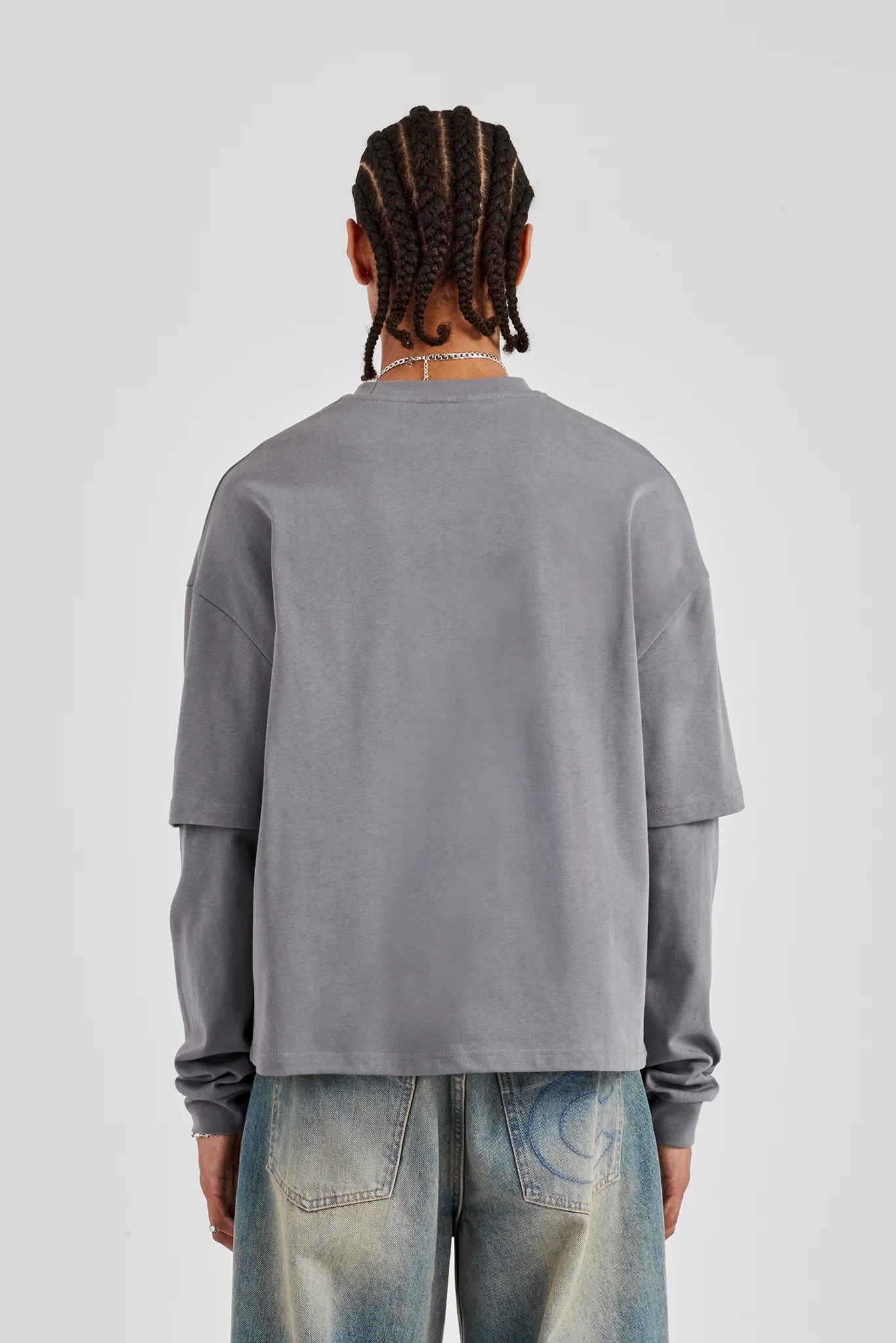 Washed CNC Long Sleeve T-Shirt - Washed Grey - Image 4