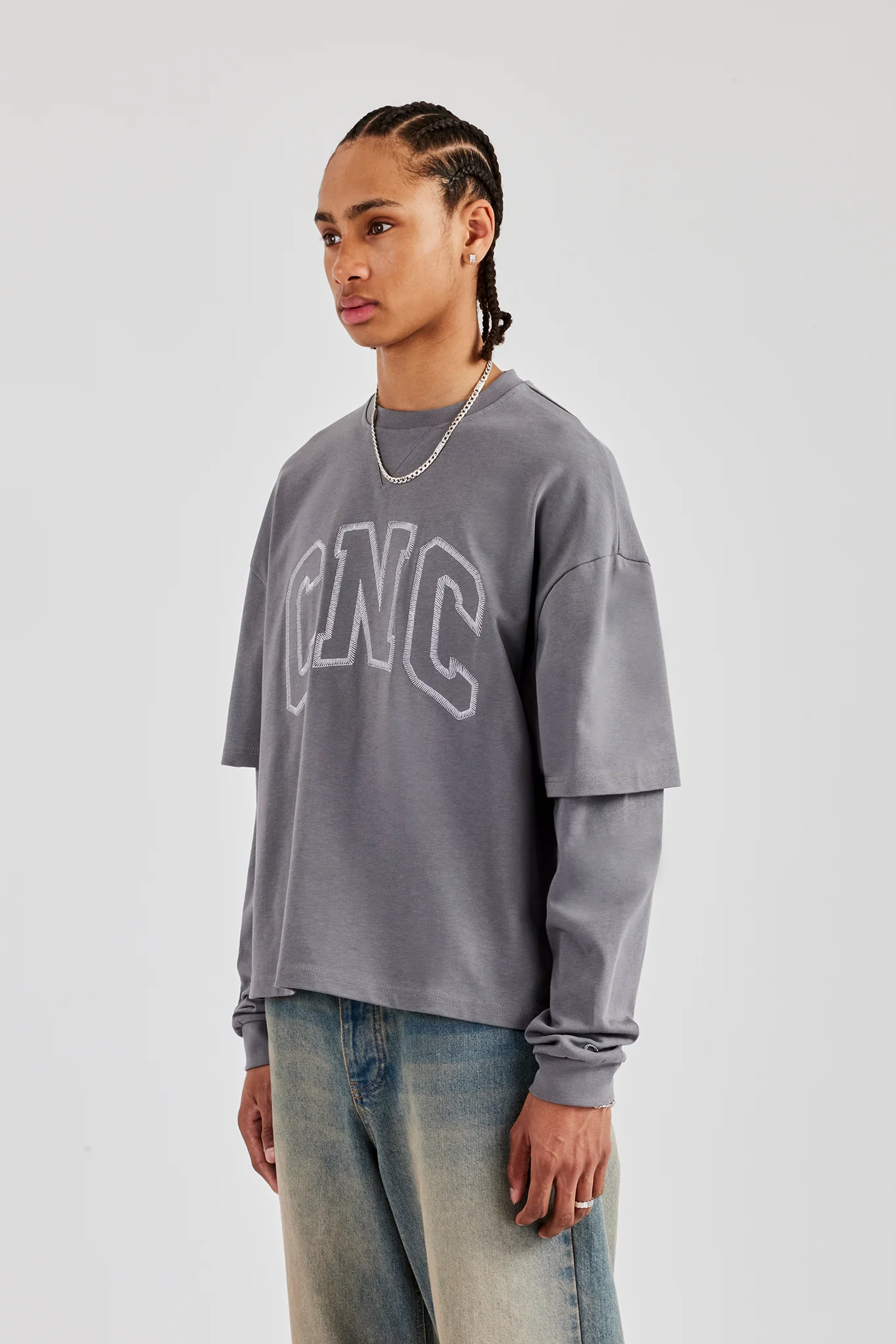 Washed CNC Long Sleeve T-Shirt - Washed Grey - Image 5
