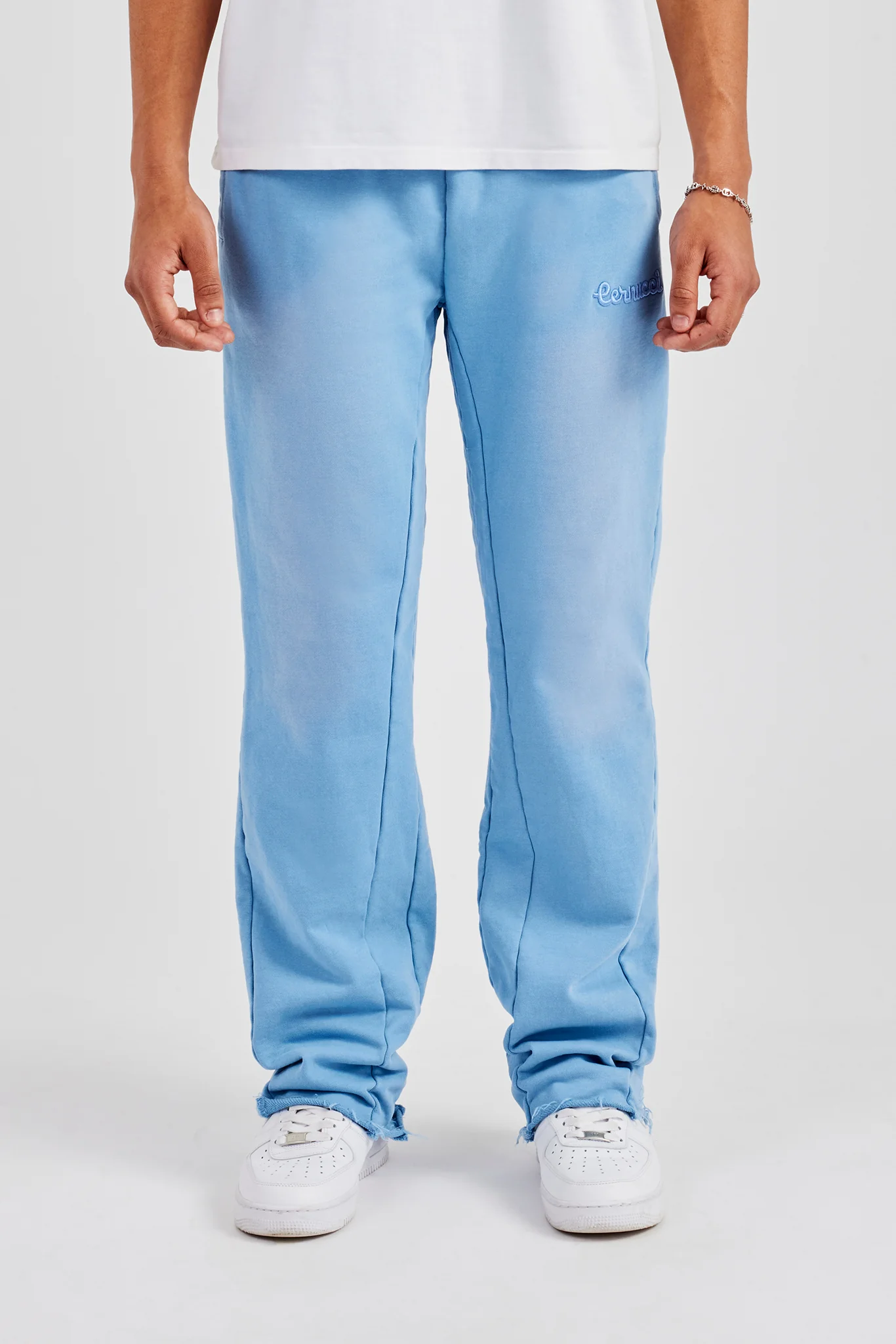 Washed Fit Flare Panelled Jogger - Blue - Image 2
