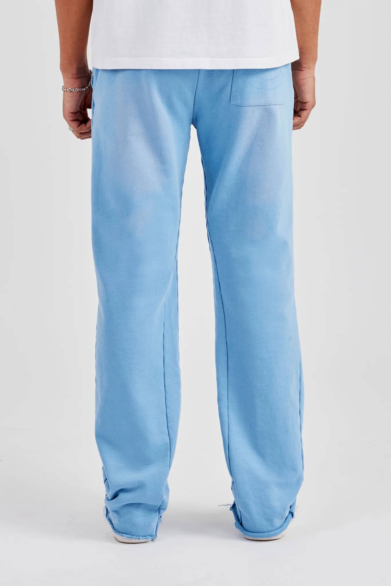 Washed Fit Flare Panelled Jogger - Blue - Image 3