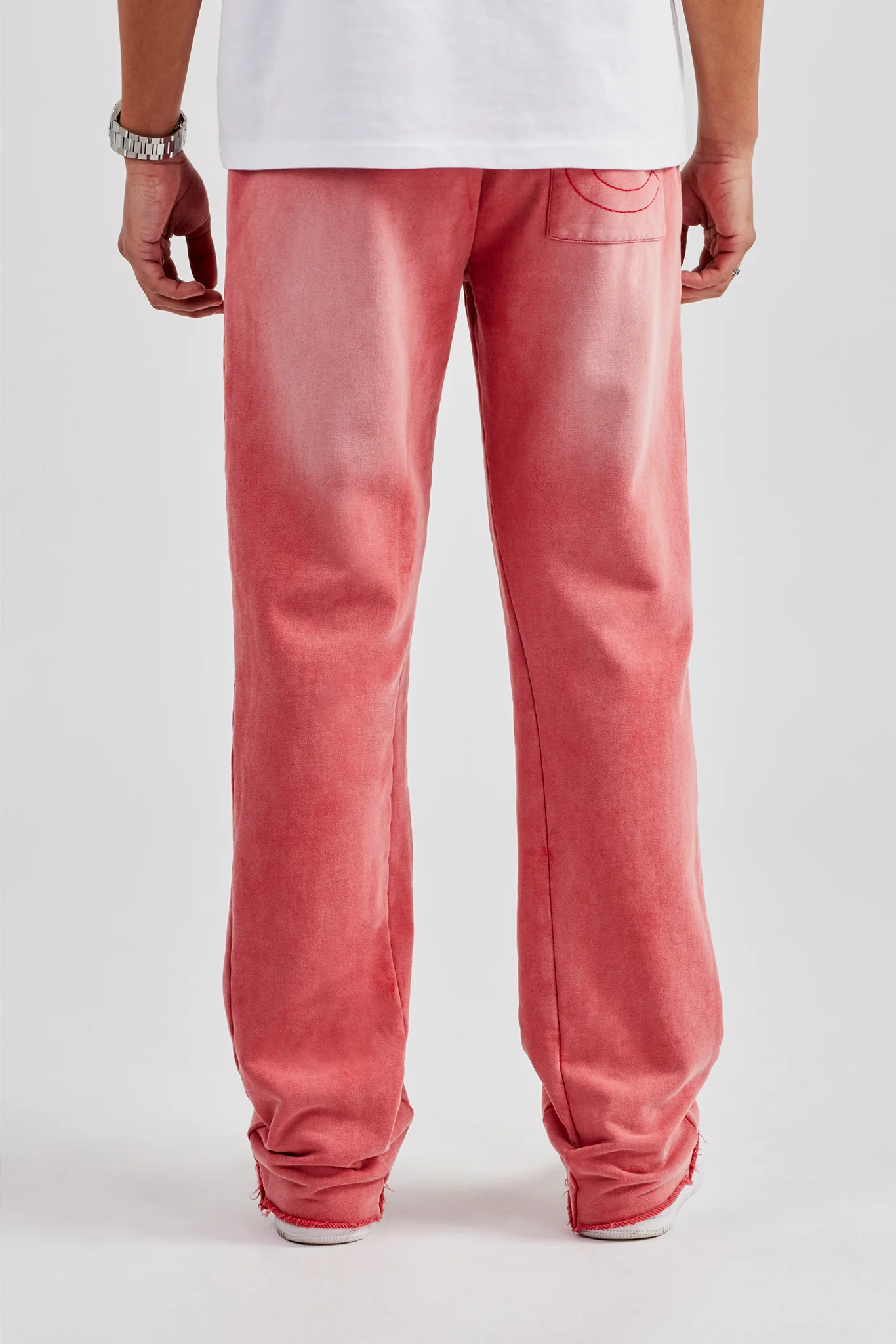 Washed Flared Drawcord Jogger - Washed Red - Image 3