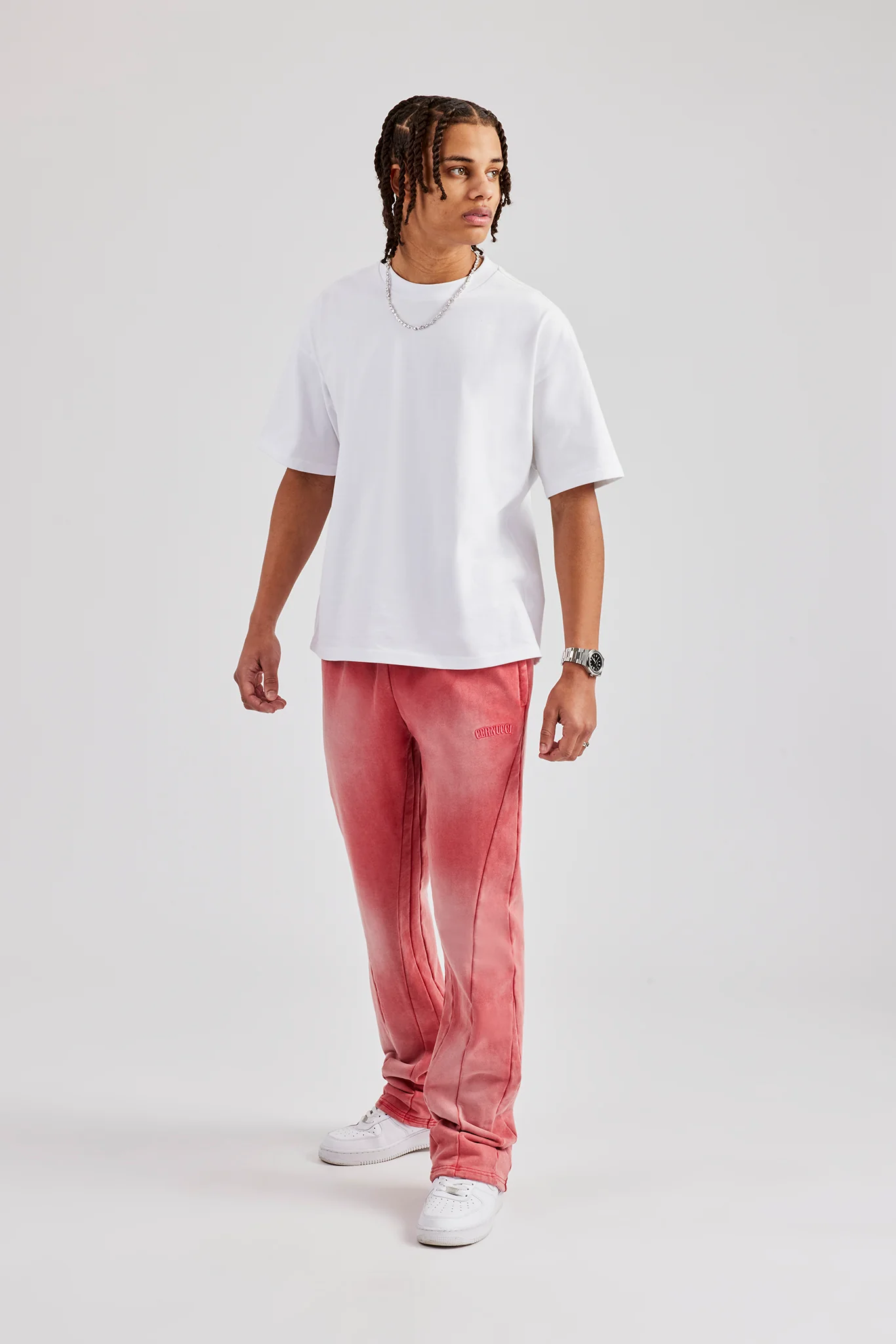 Washed Flared Drawcord Jogger - Washed Red - Image 4