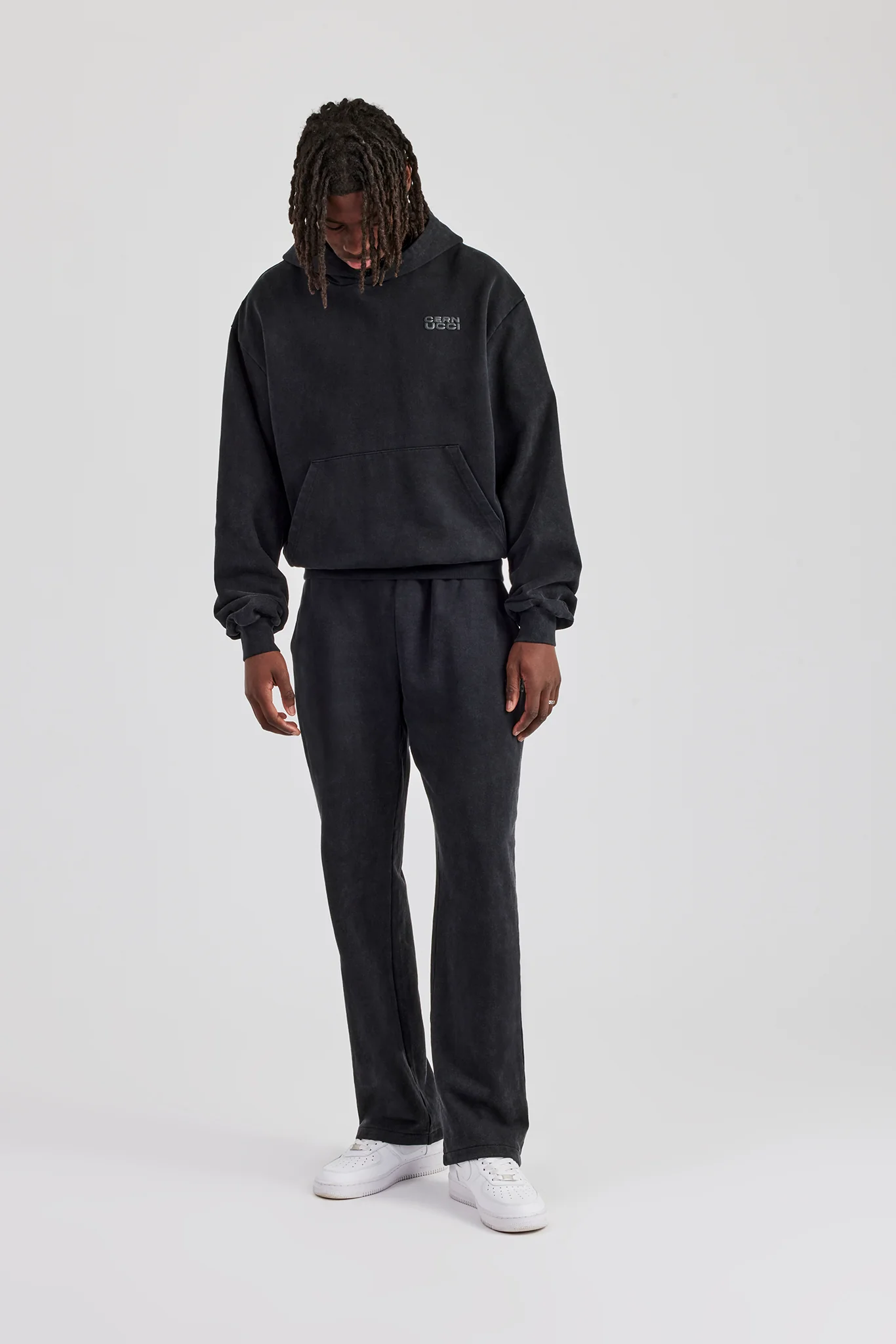 Washed Hooded Tracksuit - Black - Image 3