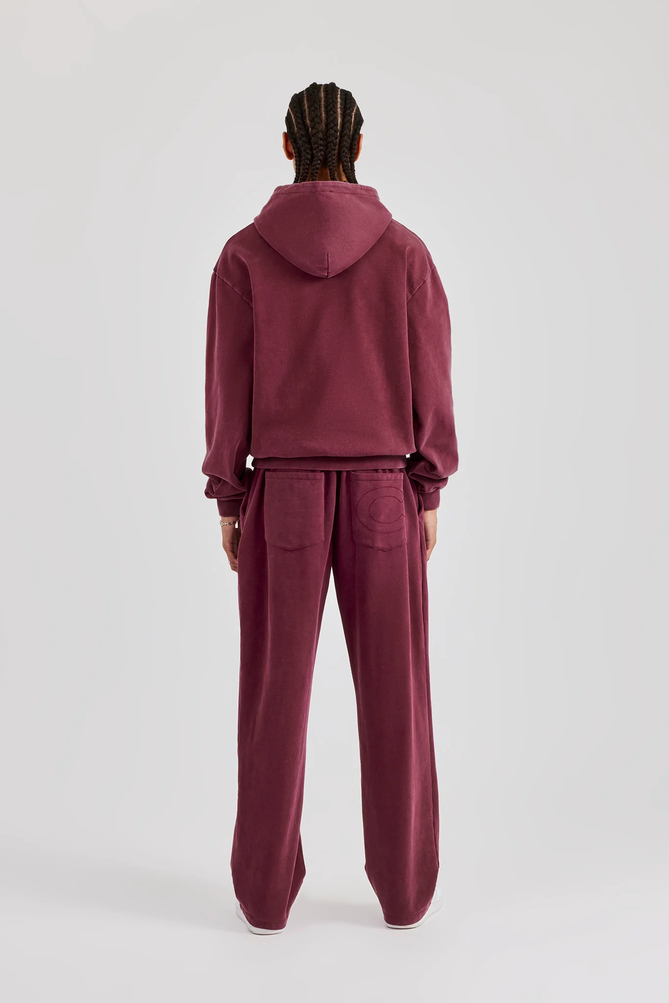 Washed Hooded Tracksuit Burgundy - Image 3