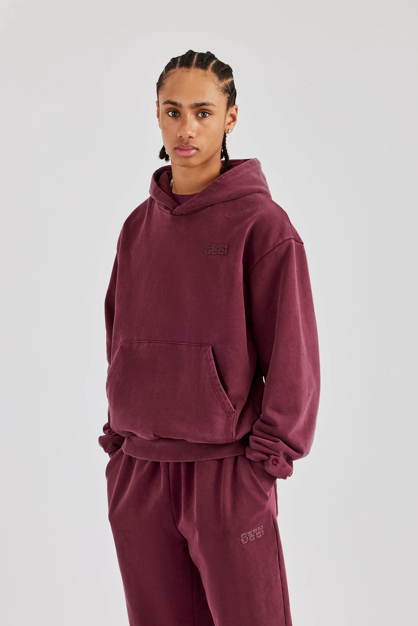 Washed Hoodie - Burgundy - Image 2