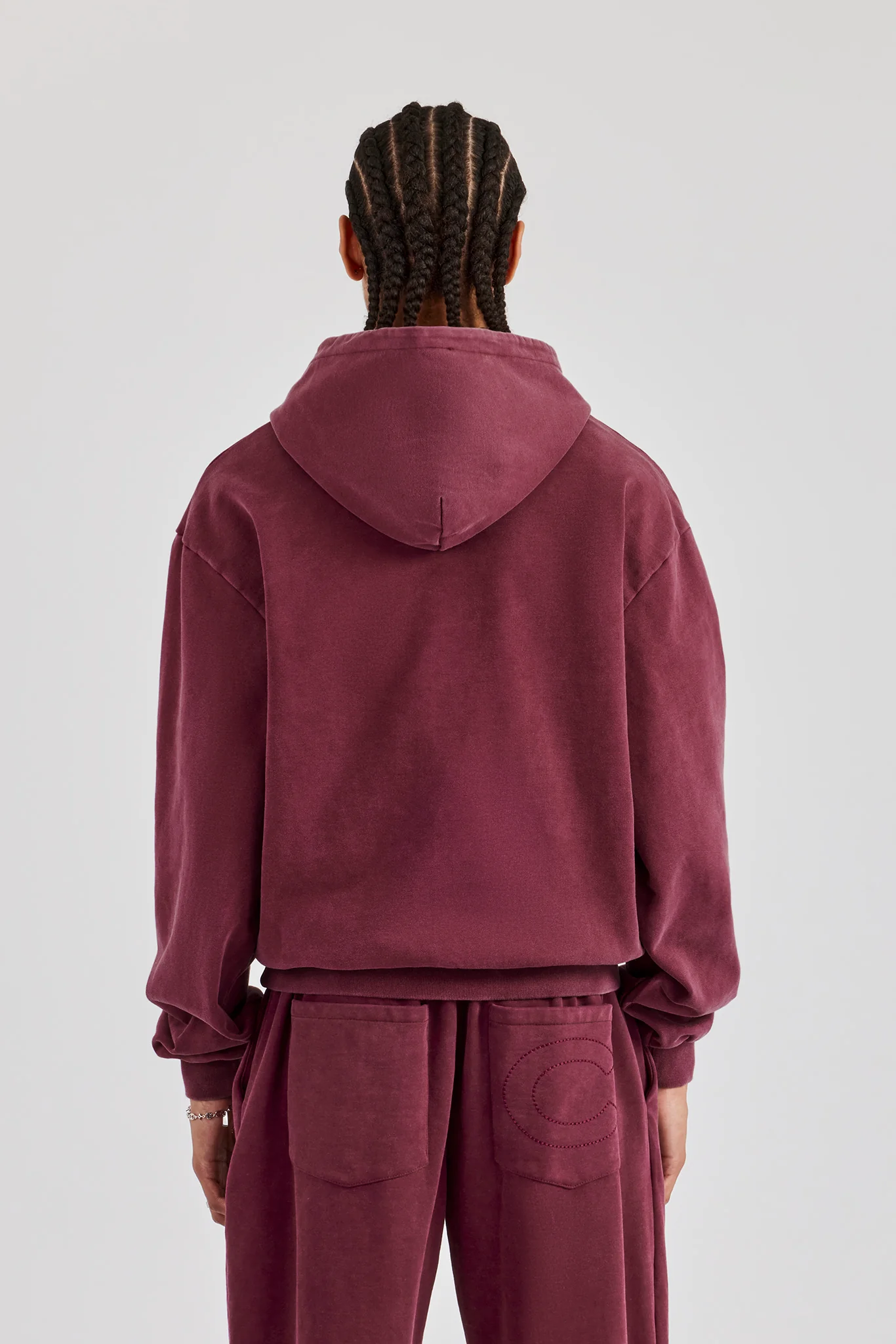 Washed Hoodie - Burgundy - Image 3