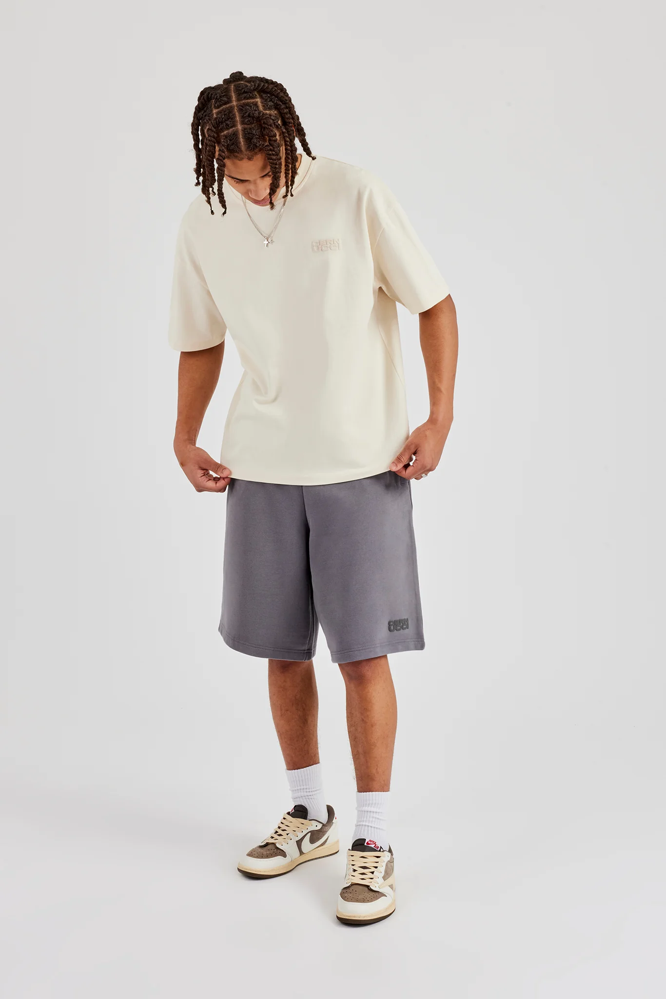 Washed Jersey Jort - Grey - Image 4