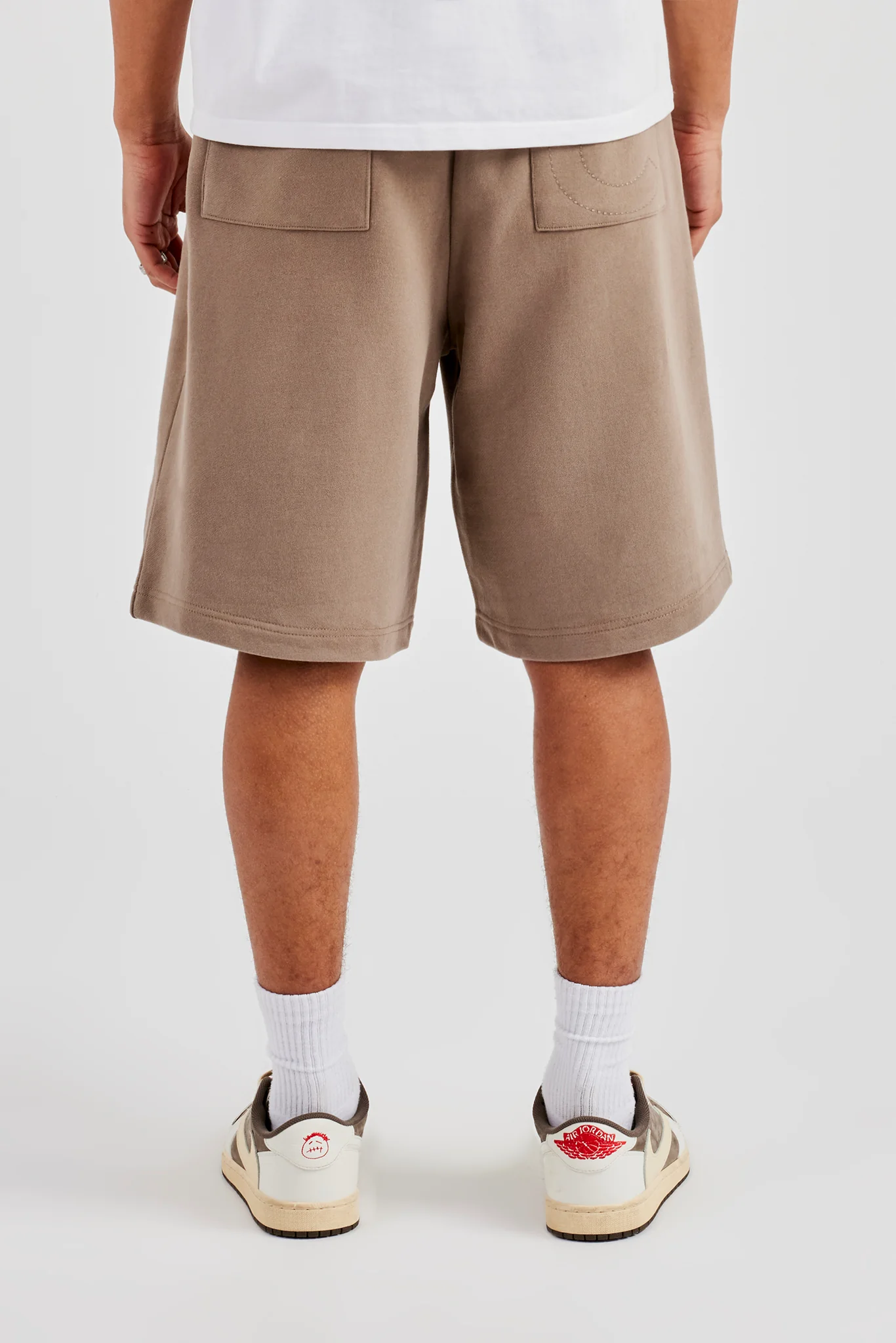 Washed Jersey Jort - Taupe - Image 3