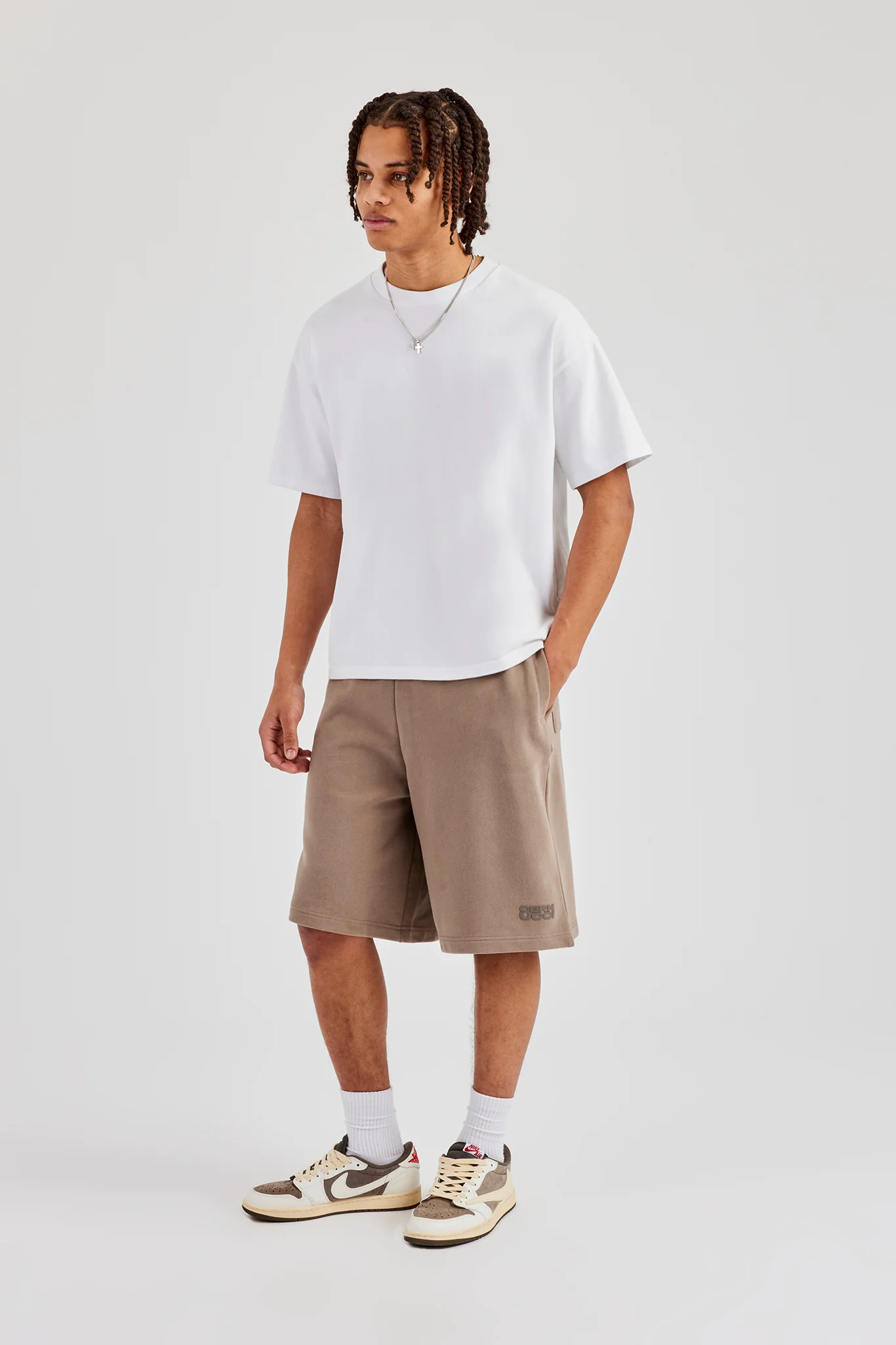 Washed Jersey Jort - Taupe - Image 5