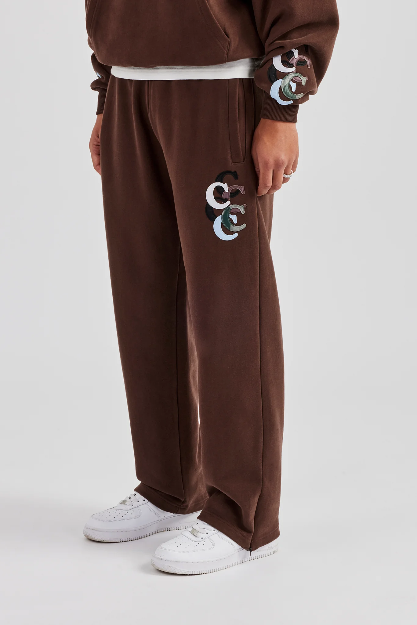 Washed Layered Applique Jogger - Chocolate - Image 2