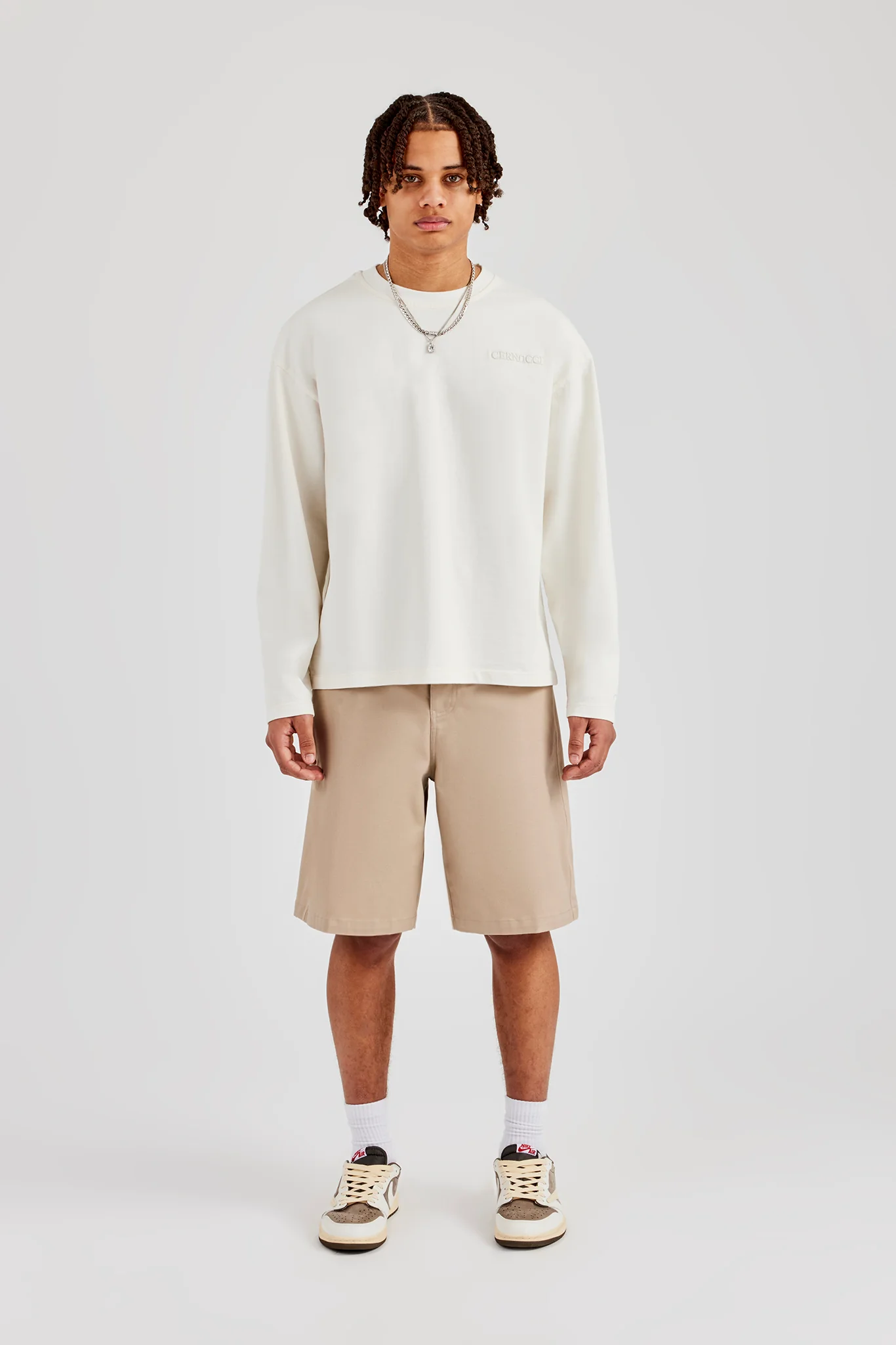 Washed Logo Long Sleeve T-Shirt - Stone - Image 5