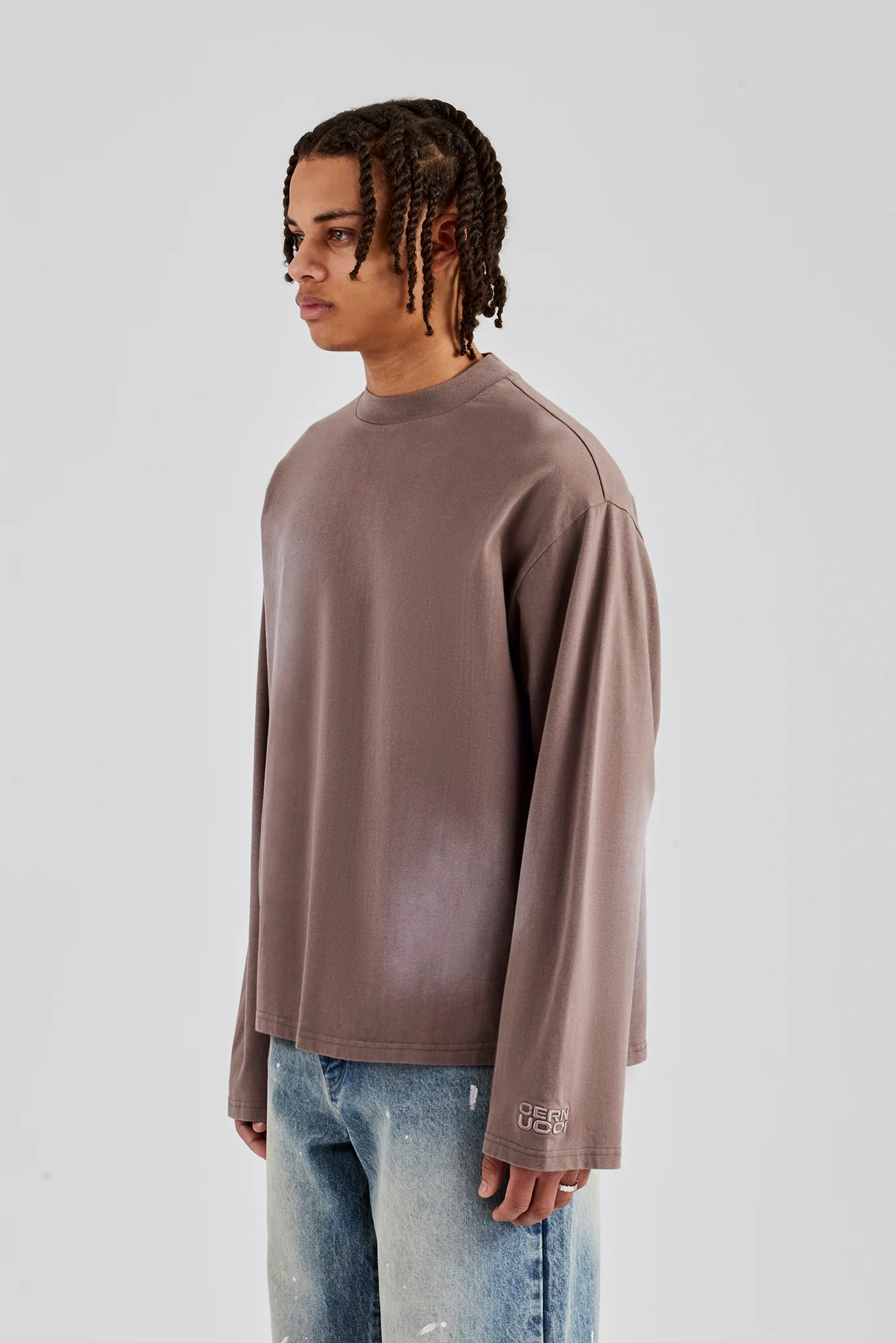 Washed Long Sleeve T-Shirt - Taupe - Image 3