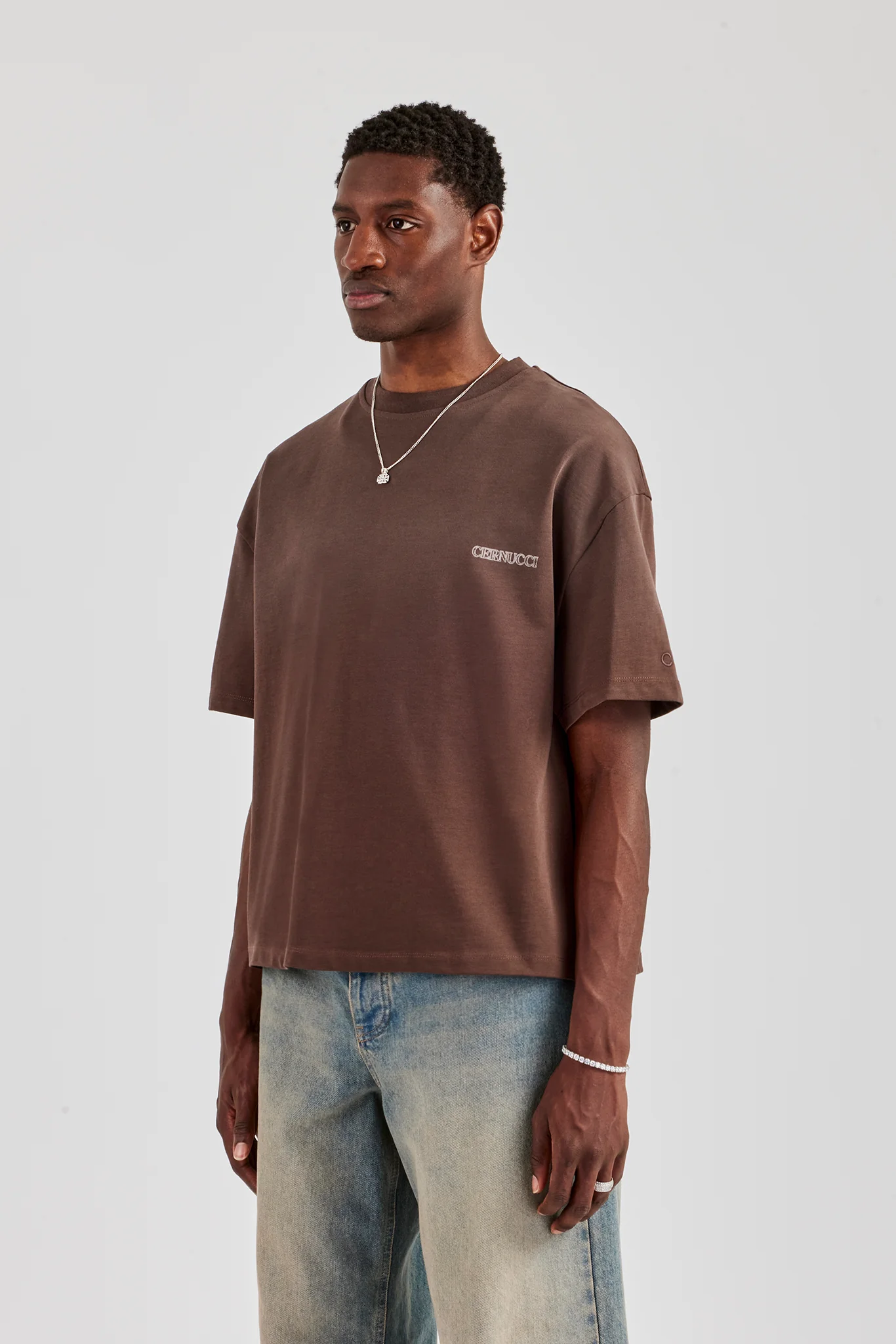 Washed 'Nothing But' Boxy T-Shirt Chocolate - Image 2
