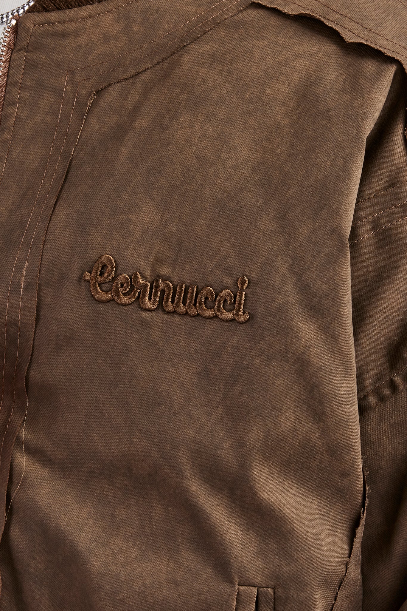 Washed Nylon Bomber Jacket - Chocolate - Image 3