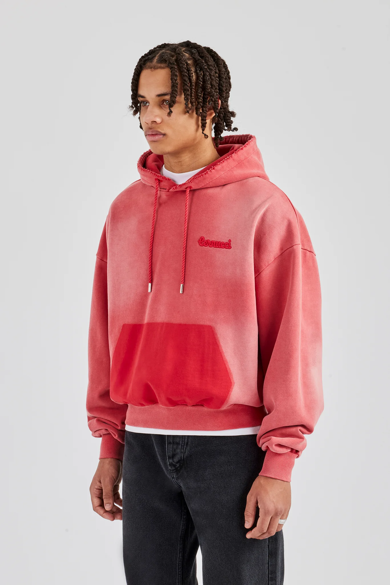 Washed Pocket Boxy Hoodie - Red - Image 3