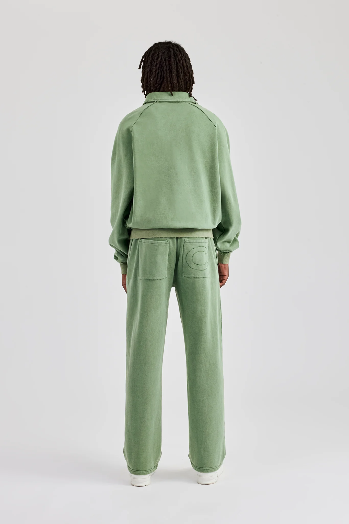 Washed Polo Sweatshirt & Straight Leg Jogger - Washed Green - Image 4