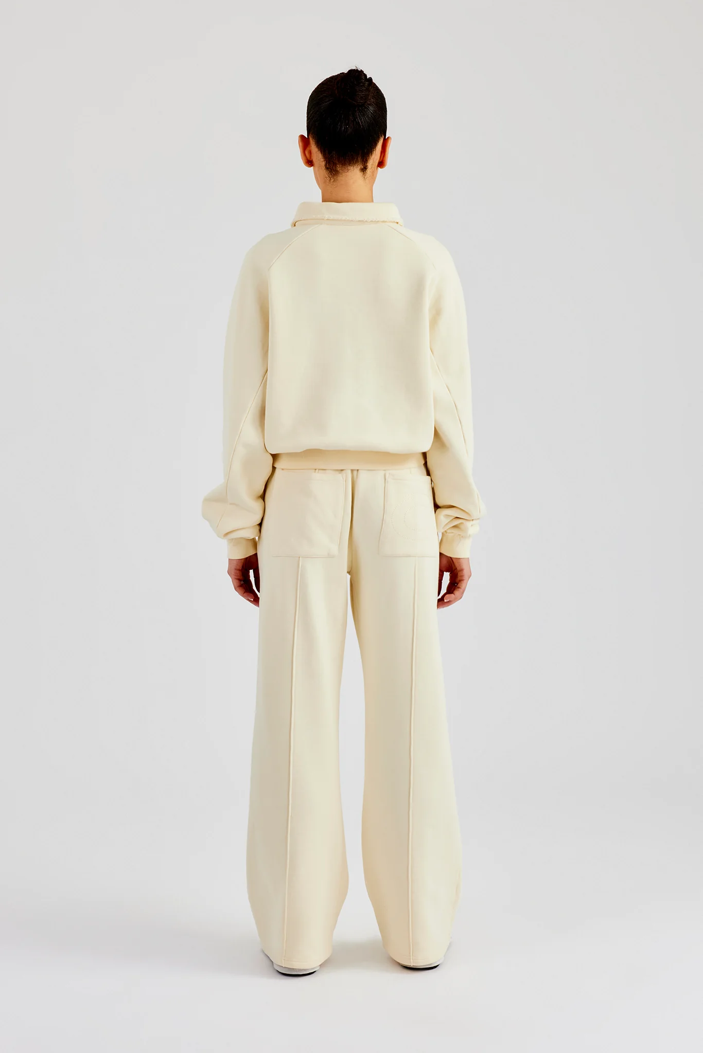 Washed Polo Sweatshirt & Wide Leg Jogger - Butter Yellow - Image 3