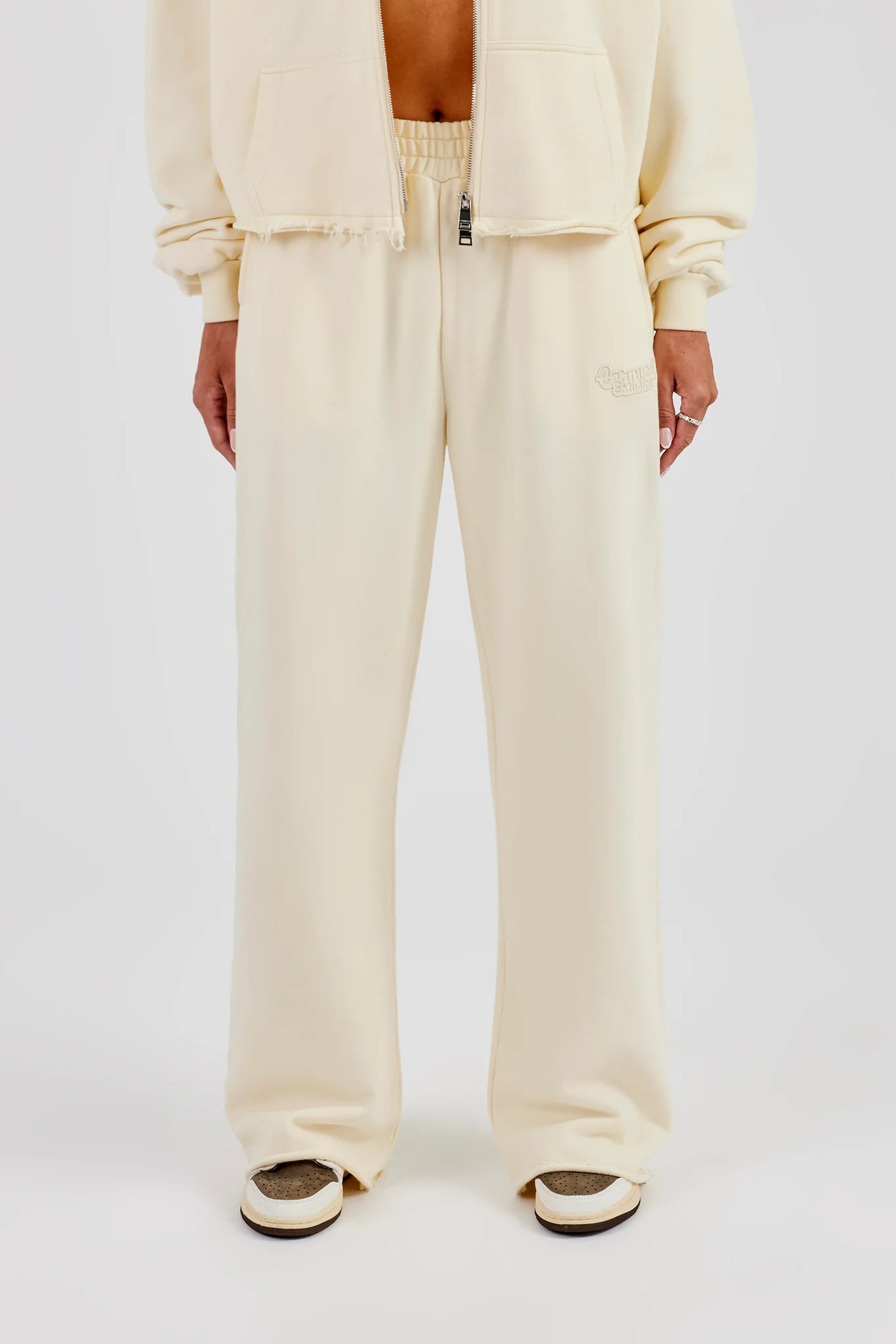 Washed Raw Hem Wide Leg Jogger - Butter Yellow - Image 2