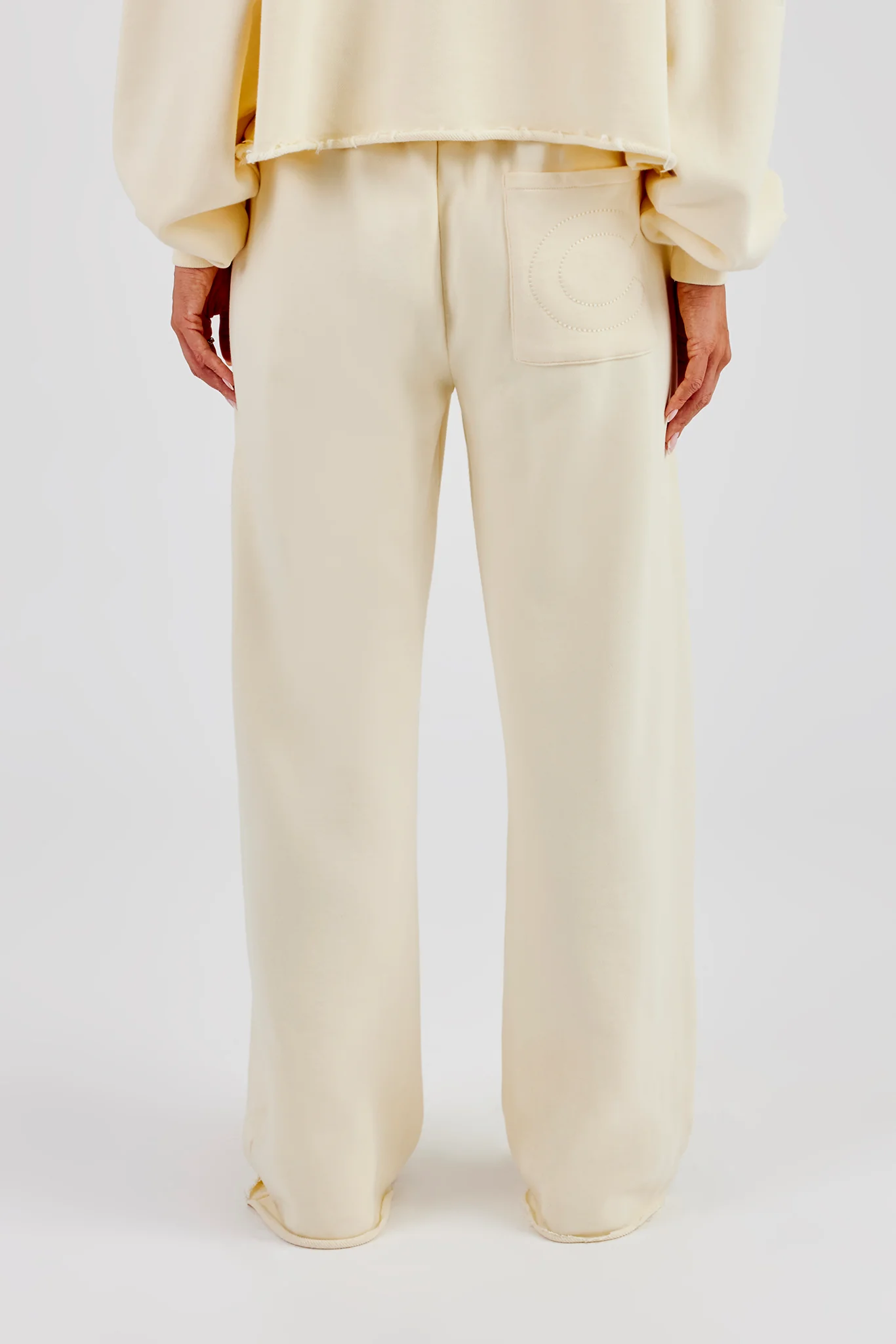 Washed Raw Hem Wide Leg Jogger - Butter Yellow - Image 3
