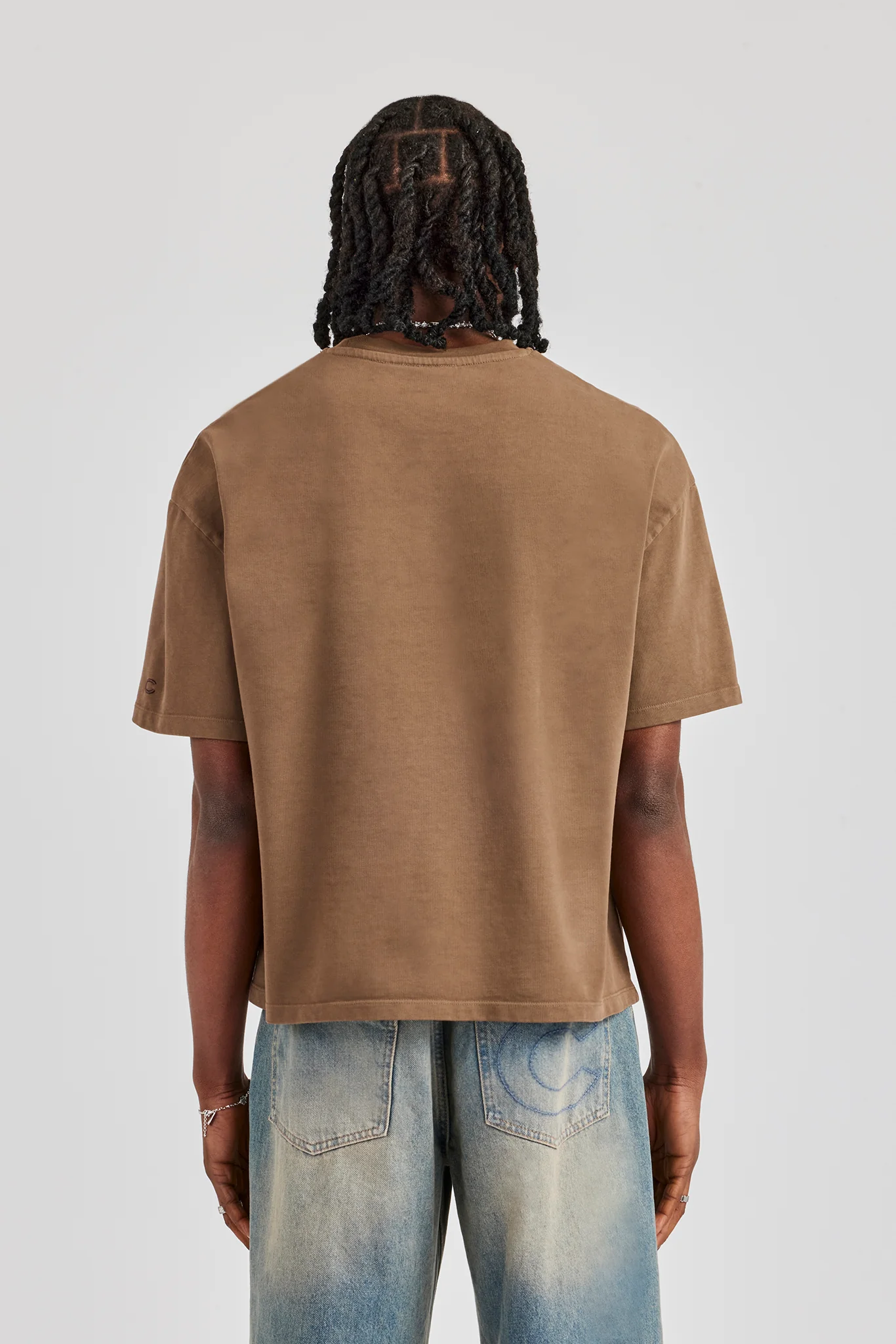 Washed Script Short Sleeve T-Shirt - Chocolate - Image 3