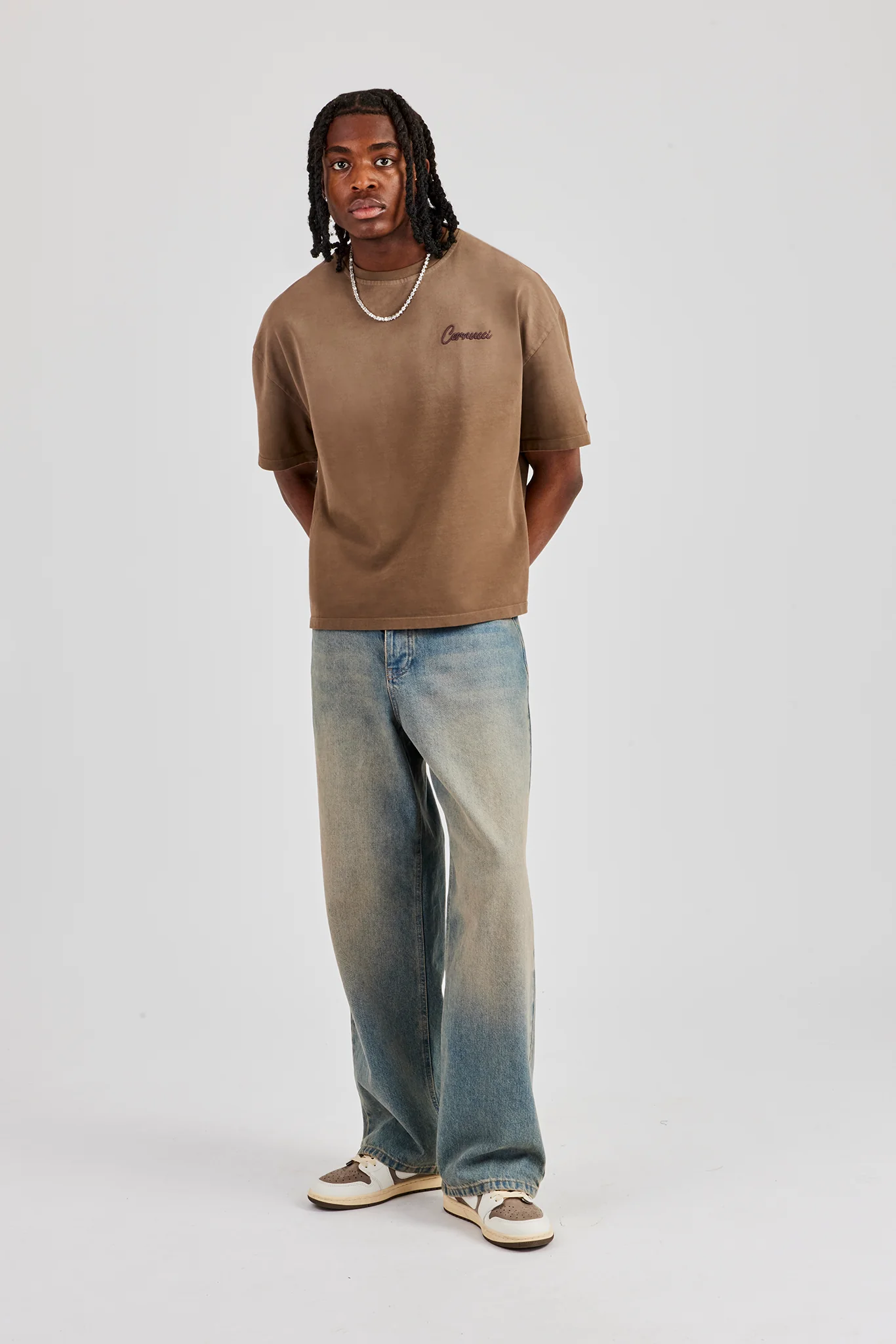 Washed Script Short Sleeve T-Shirt - Chocolate - Image 5