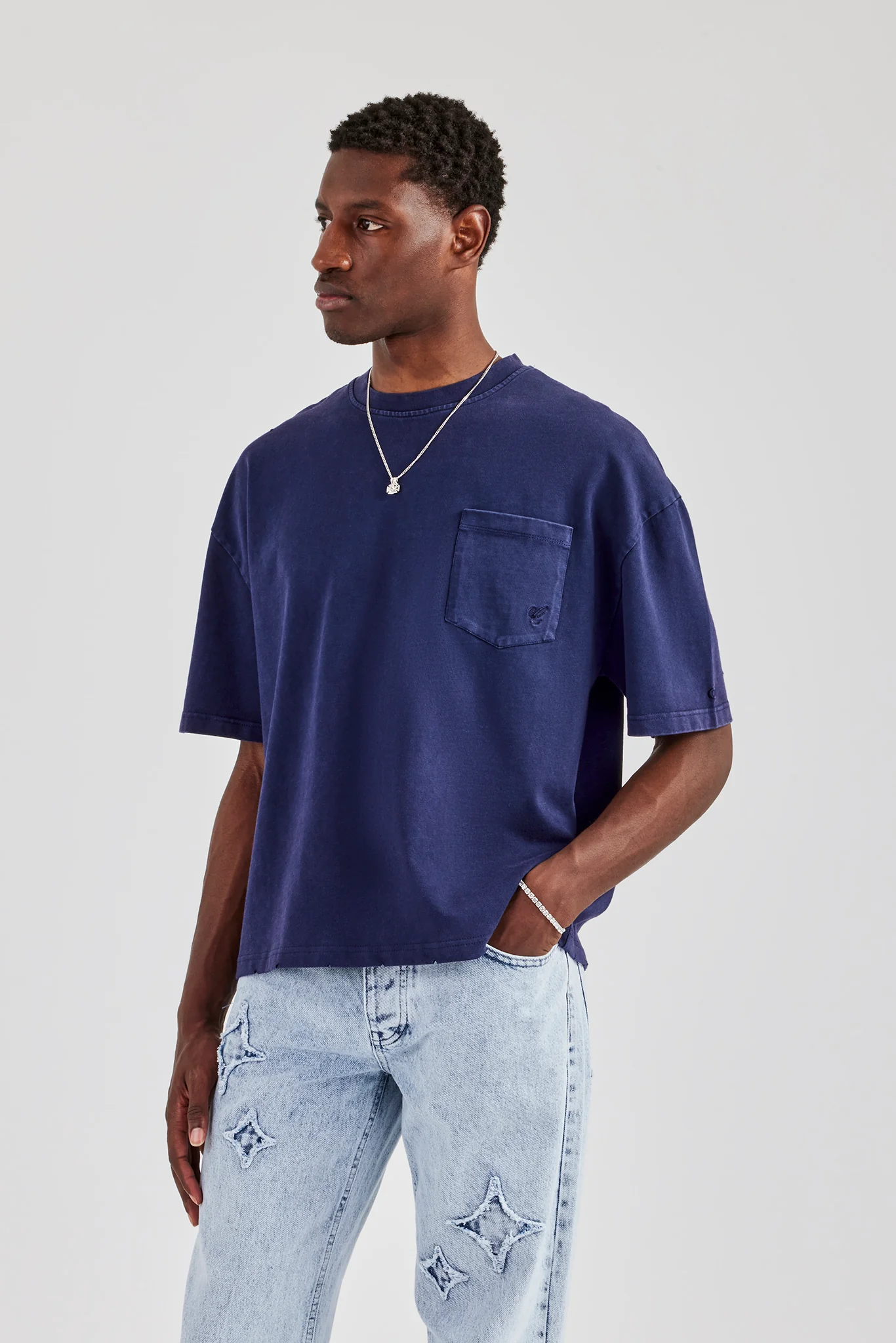 Boxy Washed Pocket Detail T-Shirt - Image 5