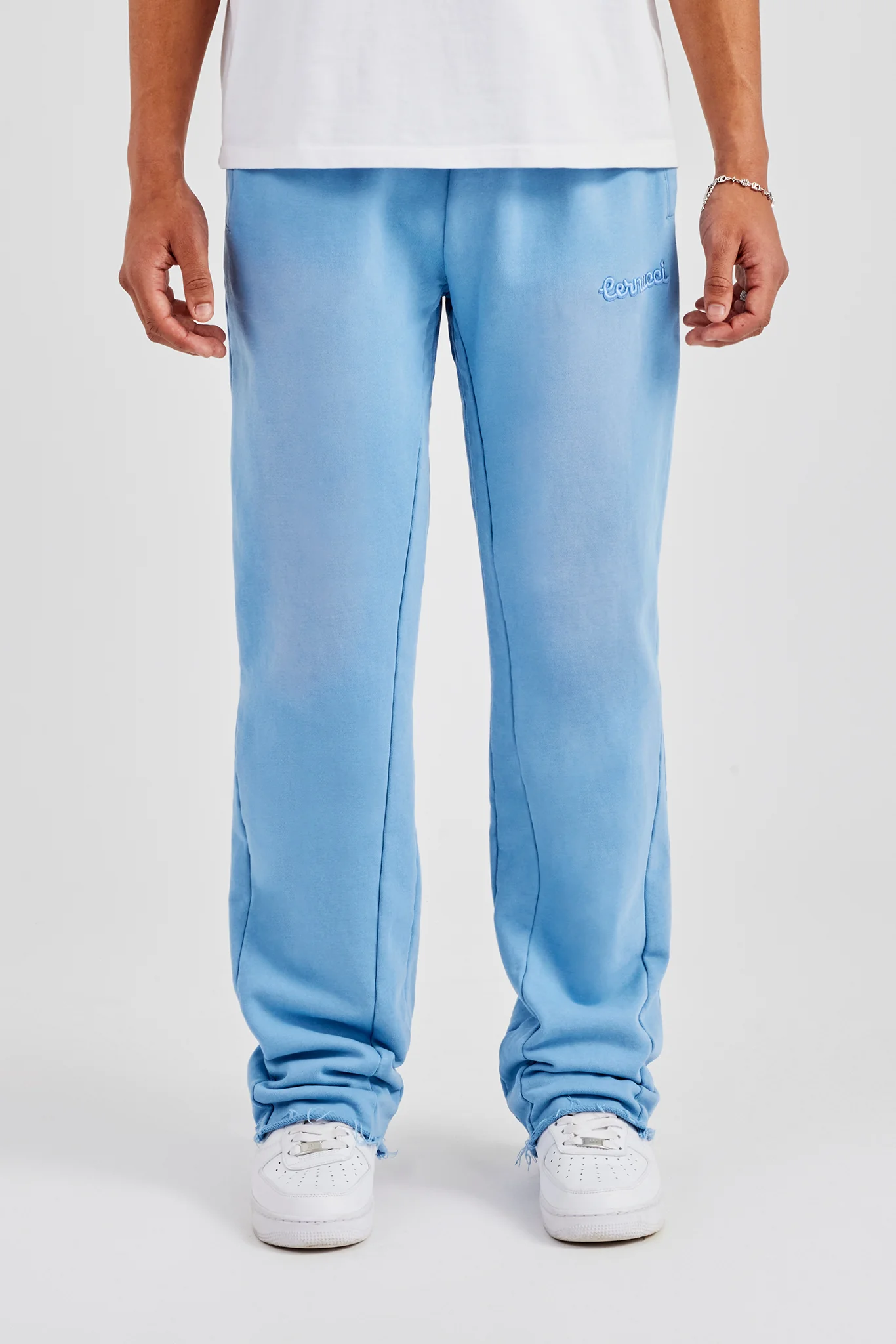 Washed Slim Flare Joggers - Blue - Image 2